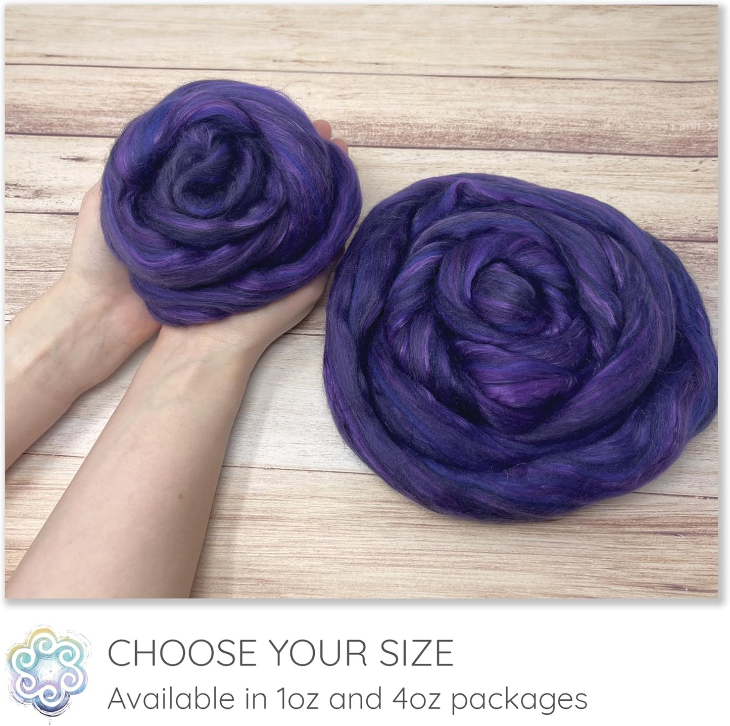 Merino Silk Luxe Tonal Designer Blend. Superfine Merino, Mulberry Silk, Tussah Silk. Top Roving for Spinning or Felting. Moon Shadow 1oz