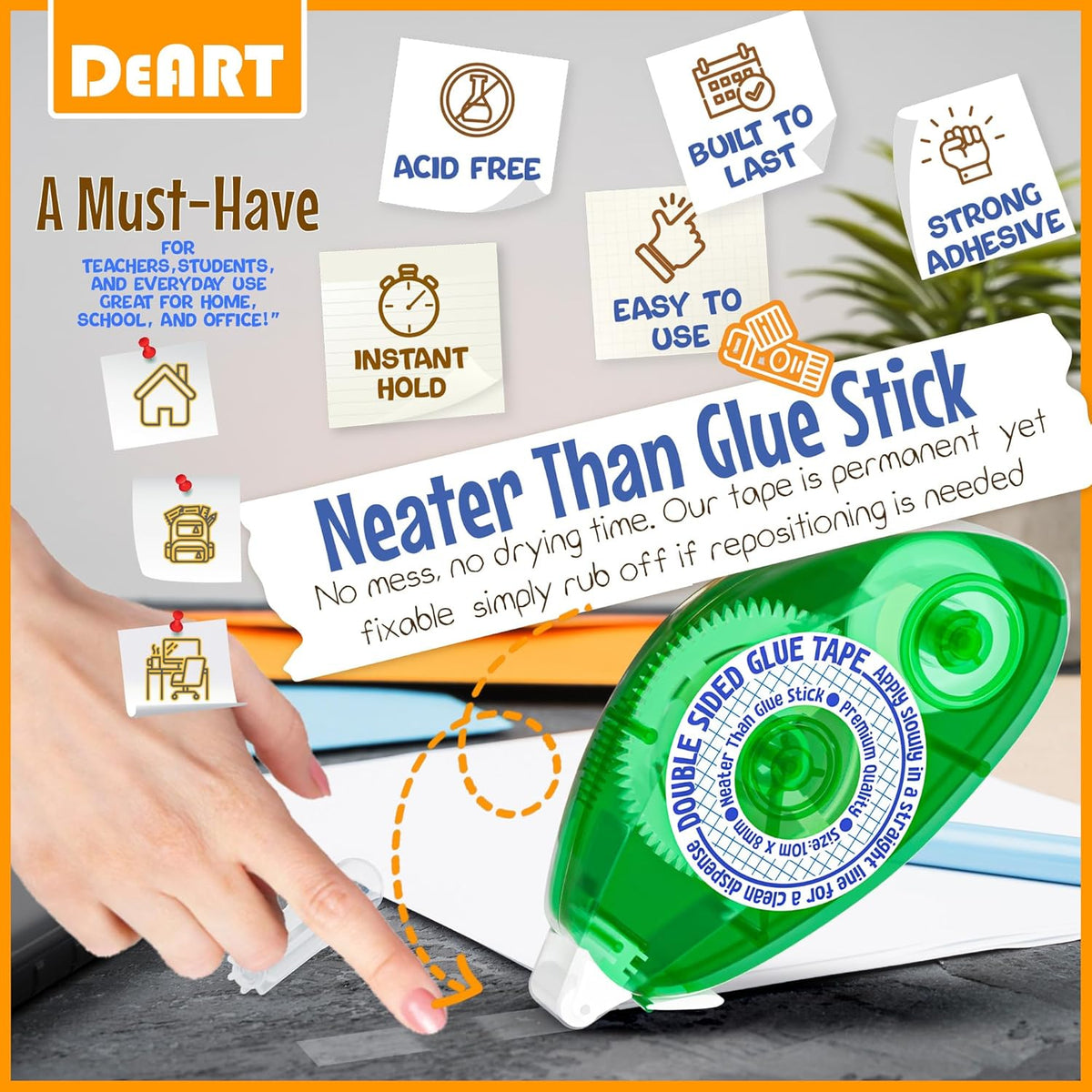 Double Sided Tape Scrapbook Tape Roller, Adhesive Glue Runner, Scrapbooking Journaling Supplies, Must Have Tapes for Paper Art & Craft Card Making Gift Wrapping School Office (4)