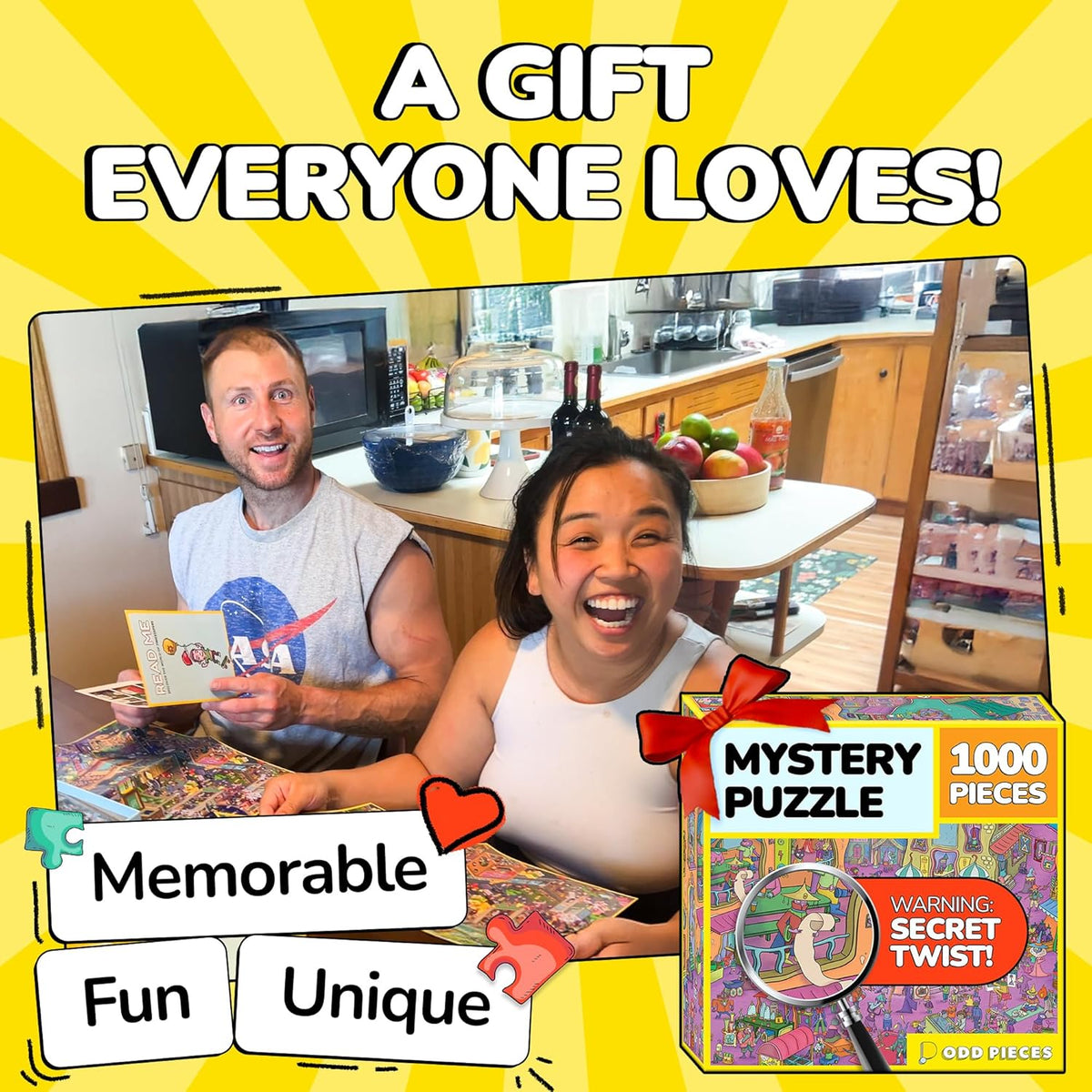 Odd Pieces Jigsaw Puzzles 1000 Pieces - Magic Mystery Story Secret Ending Puzzle - Perfect Game Night for Adults & Kids - Fantasy Sci-Fi City Theme (Shutterbug)