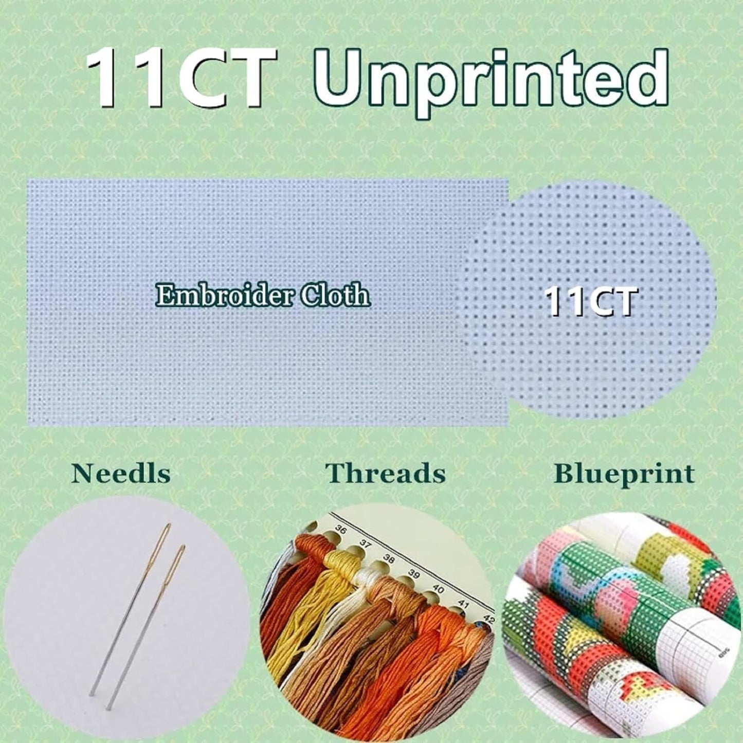 DMCXART Counted Cross Stitch Kits for Adults Needlepoint Kits Unprinted Cross Stitching Embroidery Kit 11CT Cross Stitch Supplies-Colorful Flowers 18x18 inch