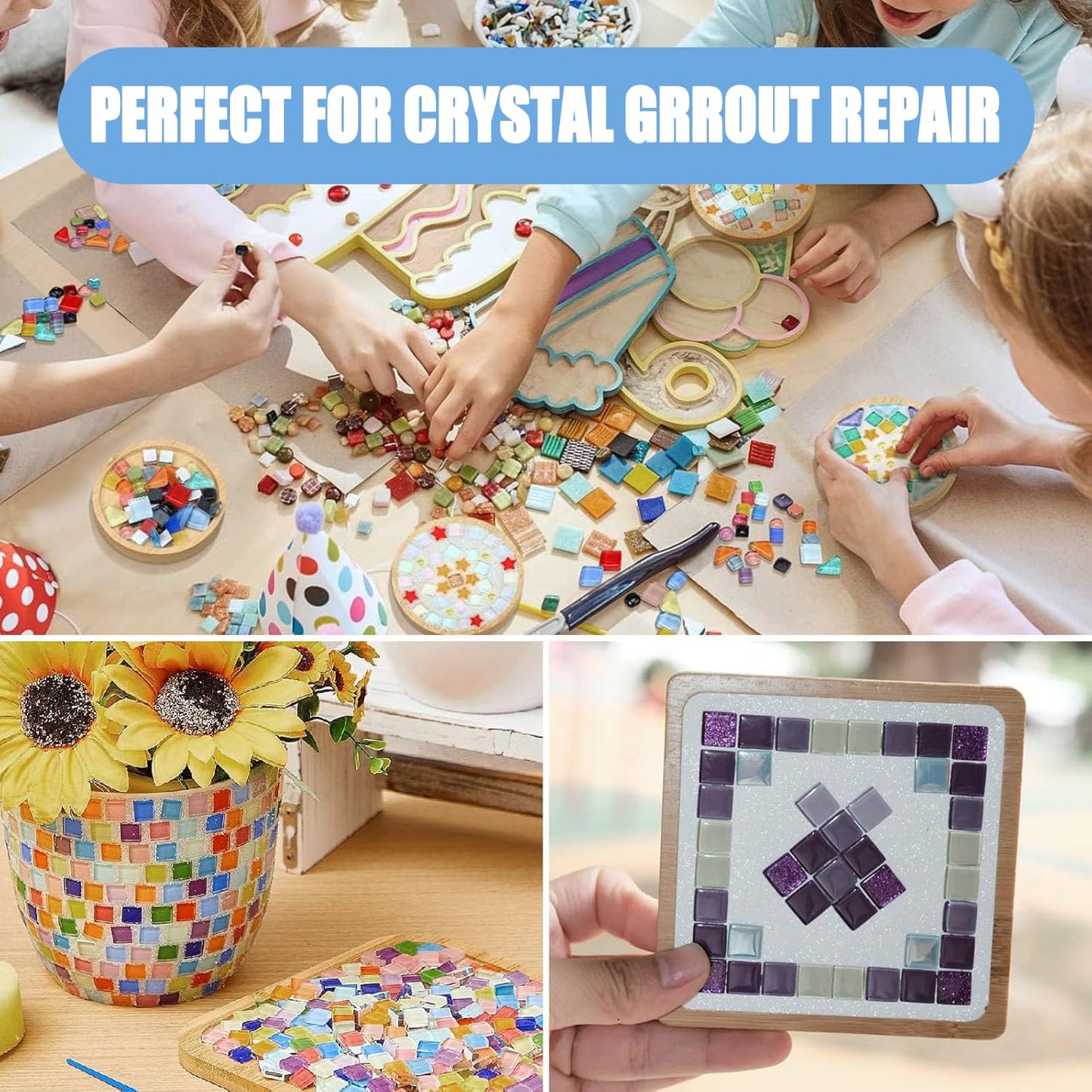 Mosaic Crystal Grout – Ultimate Grouting Solution & DIY Craft Essential for Mosaic Tile Projects, Handmade Art, & Home Decor (12.3oz)