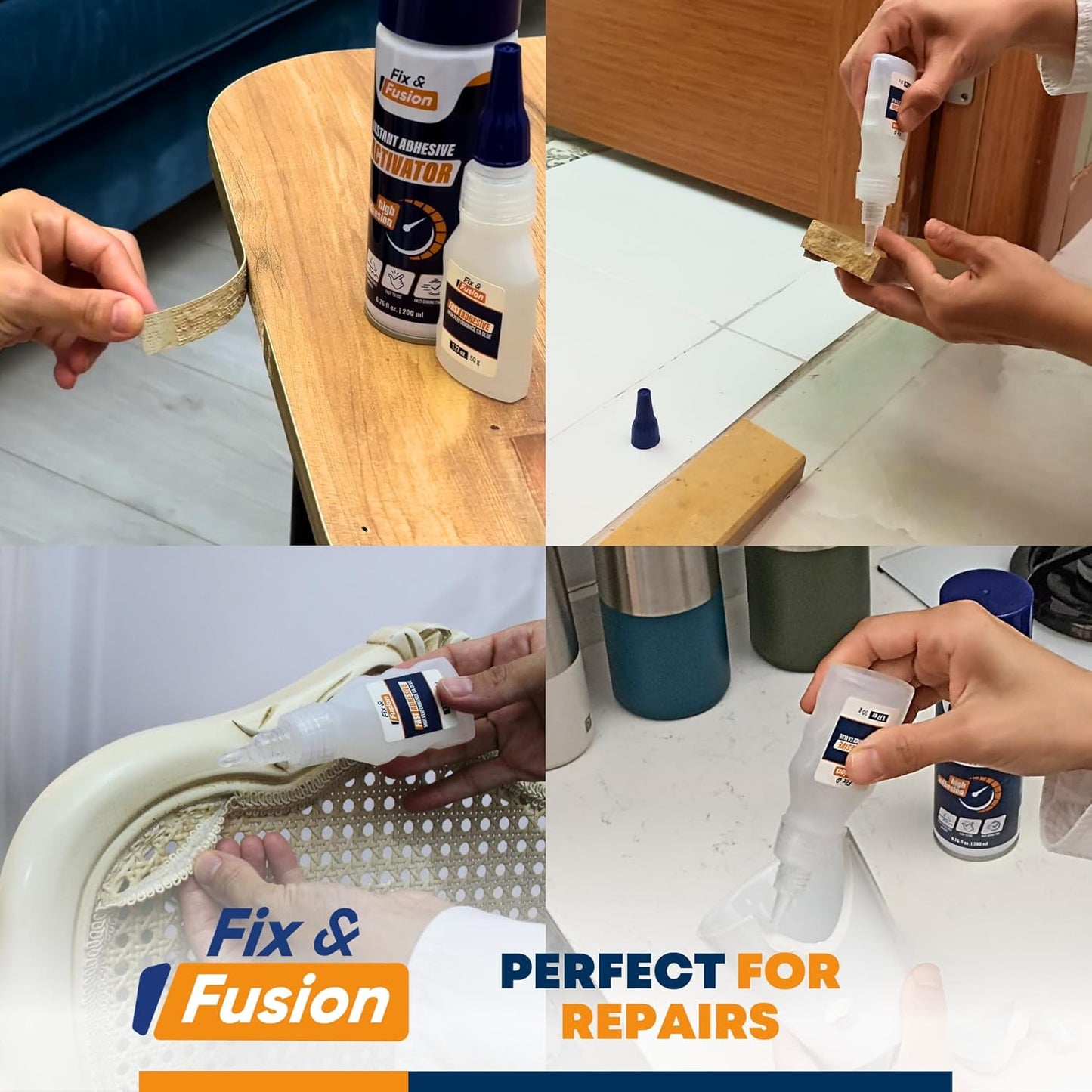 FIX & FUSION Ca Super Glue (1.77 Oz), Fast Adhesive/Cyanoacrylate Glue for Woodworking, Plastic, Rubber, Granite, DIY & Industrial, (6 Pack)