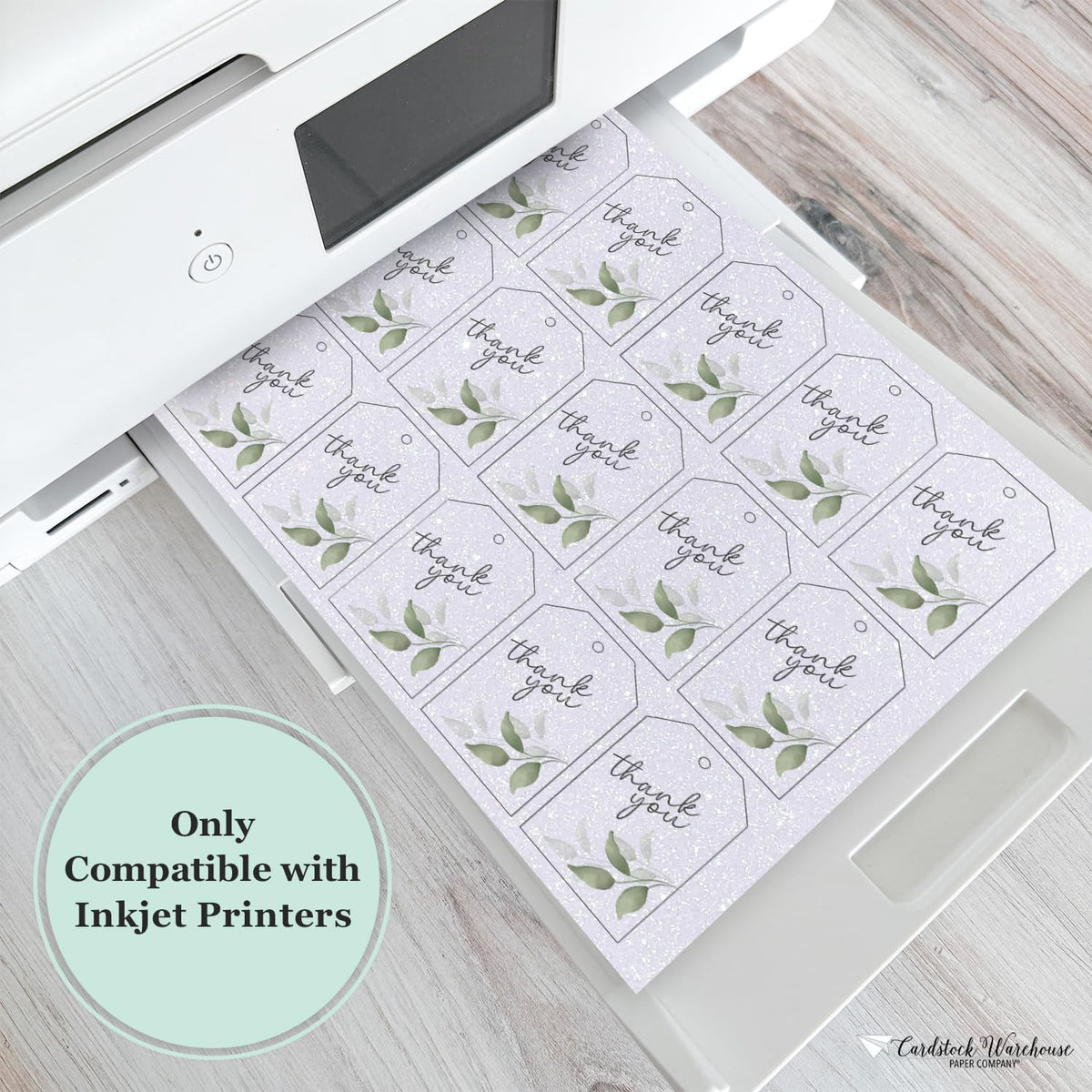 Cardstock Warehouse Diamond Print Inkjet Glitter - Premium White Glitter Cardstock Paper – 15 Sheets, 8.5 x 11" - 104 lb/280 GSM for Inkjet Printing, Die-Cutting, Card Making, Crafts, and DIY Projects