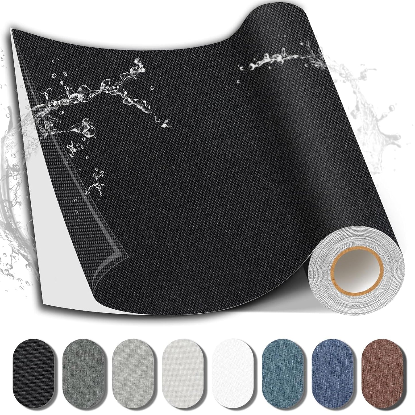 Fabric Repair Patch, 17X79 Inch Fabric Large Repair Tape, Self-Adhesive Patches for Furniture, Sofa, Car Interior, Shoes, Hand Bag, Clothing (Black, 17X79 Inch)