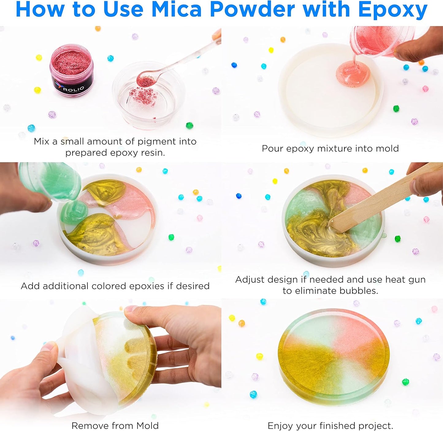 Rolio Premium Mica Powder - Electric Blue (50G / 1.76oz) - 1 Jar of Blue Pigment Powder for Epoxy Resin, Dye, Soap Making, Nail Polish, Paint, Candle Making, Bath Bombs, Slime