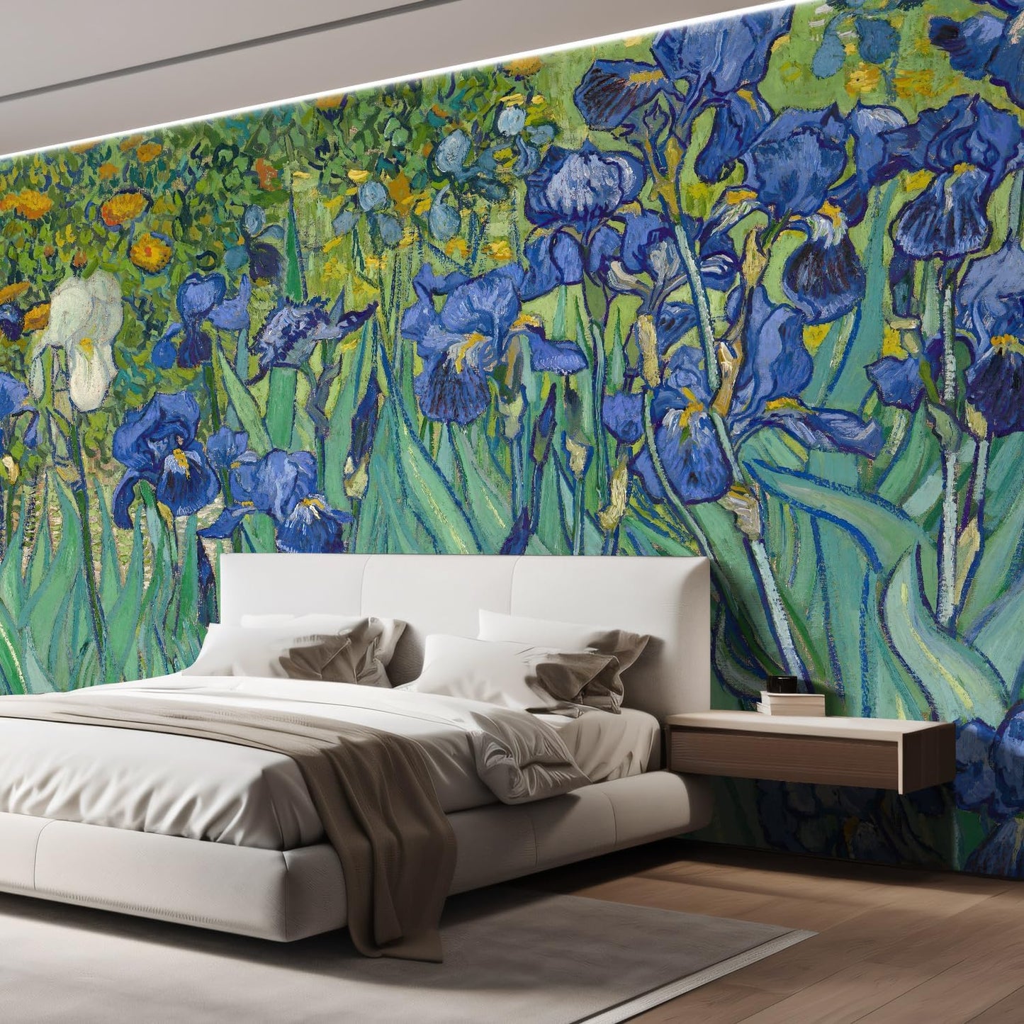 wall26 Wall Sticker/Wall Mural Irises by Vincent Van Gogh Dutch Impressionism, Not Peel and Stick, Non-Woven Wallpaper Decorative for Bedroom, Living Room, Office - 99x96 inches
