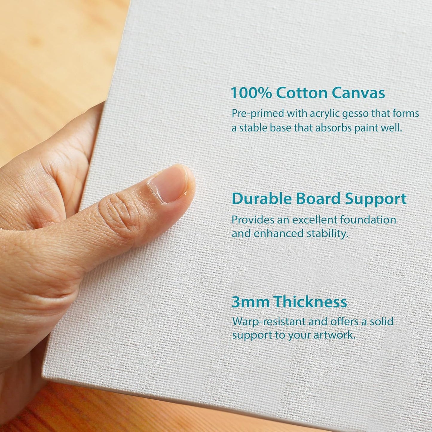 KEFF Canvas Boards for Painting - 3x5 8-Pack Bulk Canvas Pack, 100% Cotton Triple Primed Small Canvases for Painting Supplies, Acrylic, Oil, Watercolor & Tempera