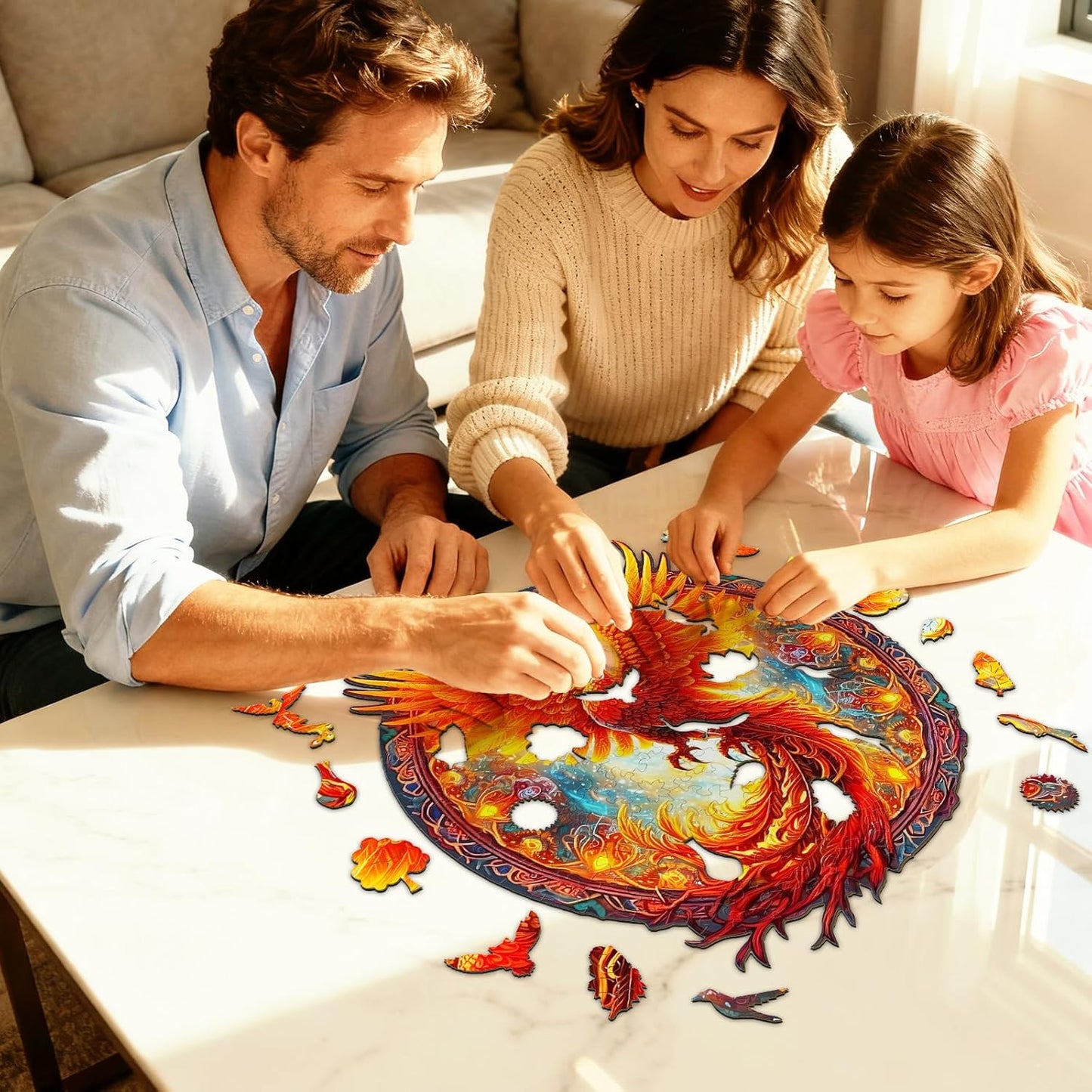 KAAYEE Wooden Jigsaw Puzzles-Wooden Puzzle Adult Unique Shape Advanced Phoenix Wooden Jigsaw Puzzle for Adult, Fathers, Family Puzzles 14.9 * 13.8in 290pcs,Chritmas Gift