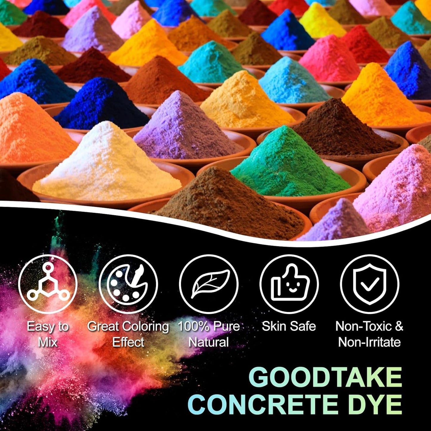GOODTAKE Grey Iron Oxide Pigment Powder for Concrete, Cement Dye Color for Pastel Tile Paint, Mortar Grout (Grey, 4 oz)