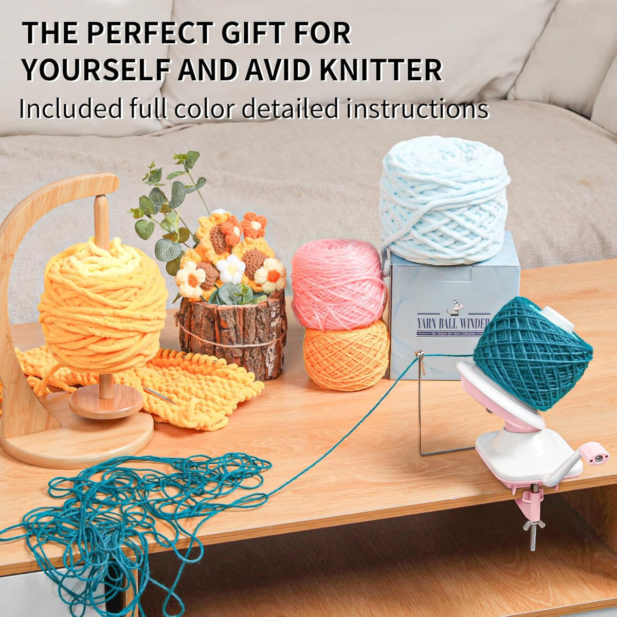 SPEENSUN Yarn Winder for Crocheting, Yarn Spinner, 3.5 OZ Easy-to-Install and Efficiently Yarn Cake Winder with Lower Noise, Yarn Baller for Crochet and Knitting Lover for Yarns Below Size 5