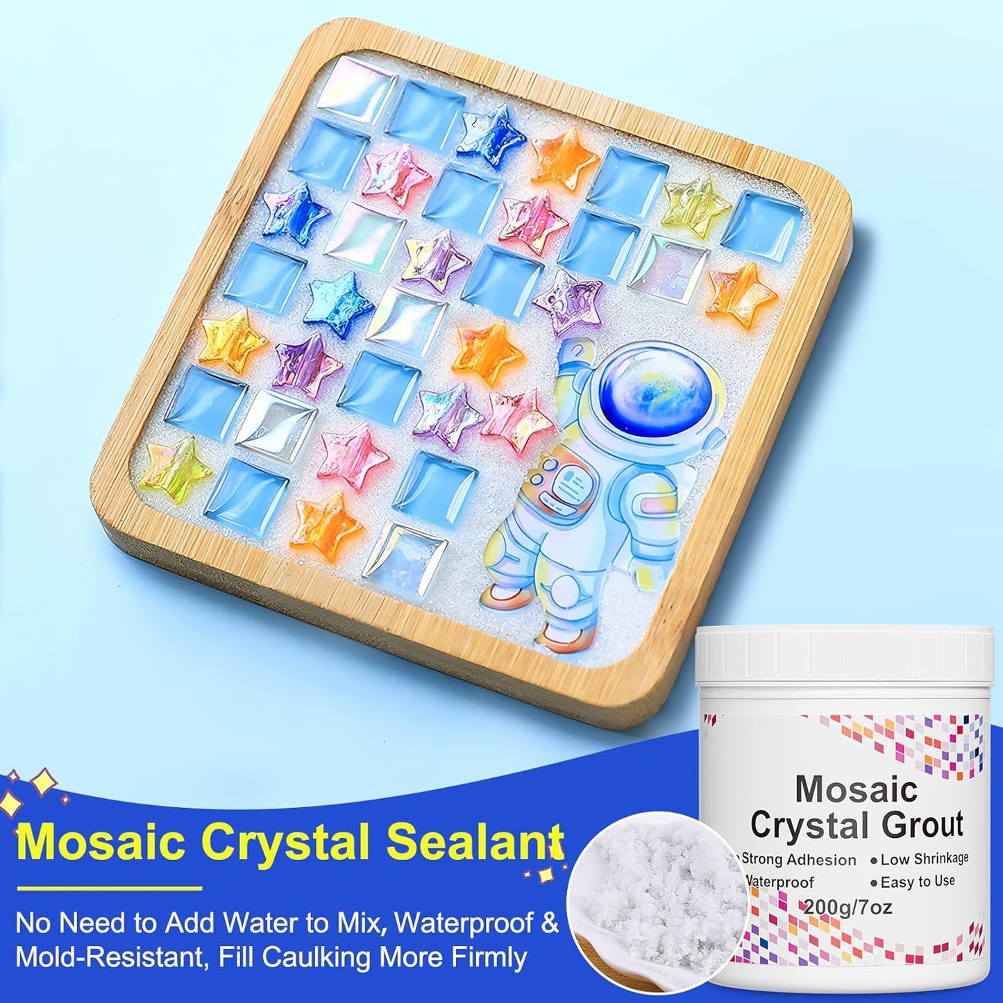 Mosaic Crystal Grout, Mosaic Crystal Sealant, Tile Grout for Crafts, Handmade Grouting, DIY Craft Projects Accessories, Direct caulking, Mosaics Tile Tools for All Tiles, Surfaces (Translucent, 7oz)