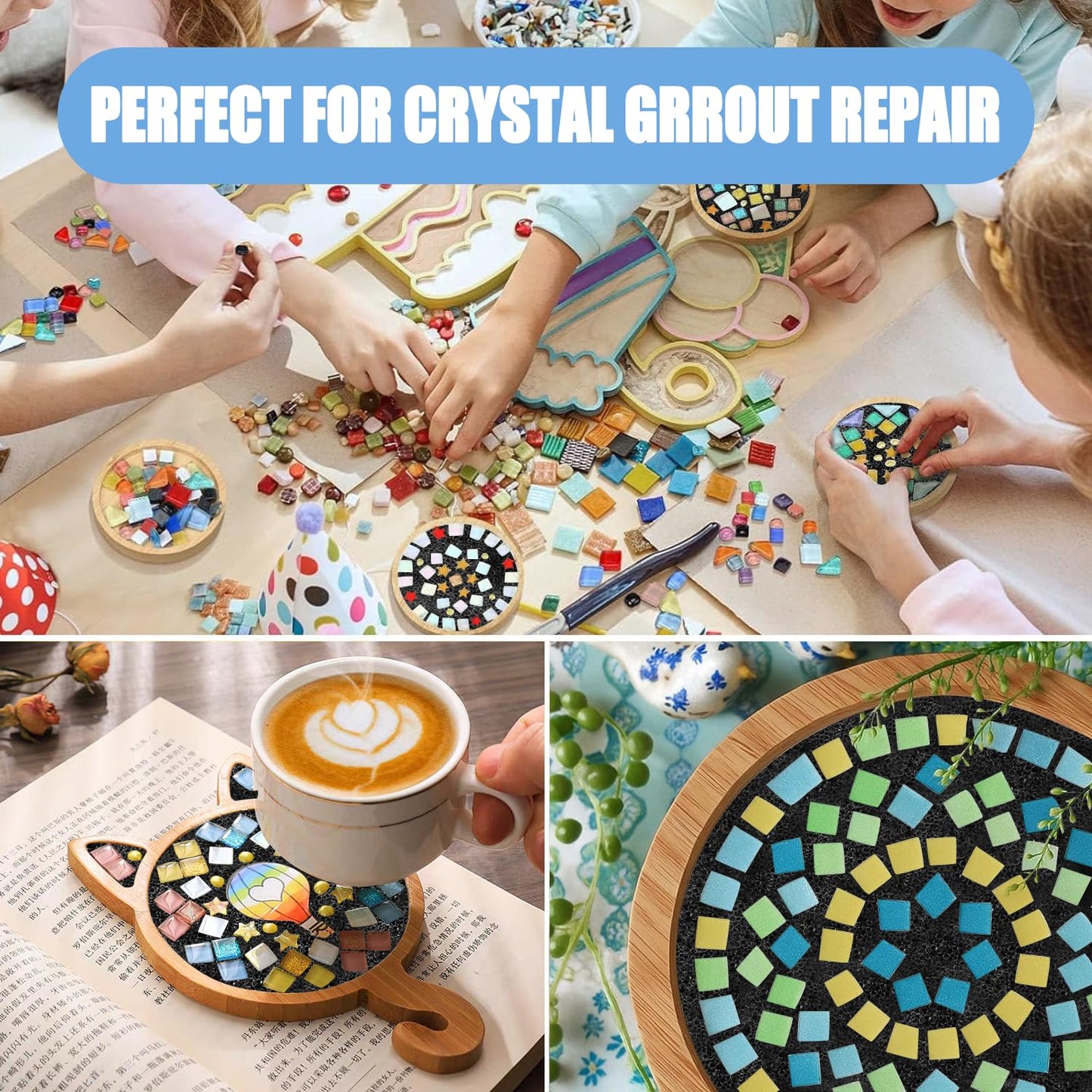 Mosaic Crystal Grout, Mosaics Tile Tools, Mosaic Tile Accessories – Essential for Handmade Grouting and Perfect for DIY Craft Projects (Black, 4.5oz)