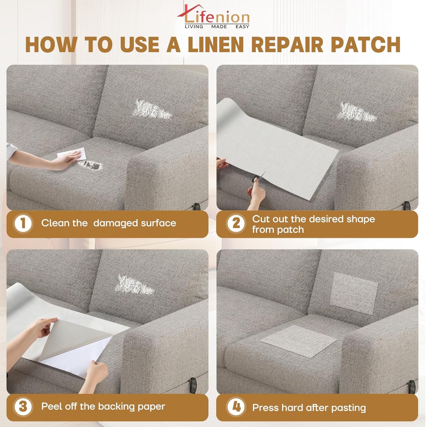 Fabric Repair Patches, 17X79 inch Linen Self-Adhesive Fabric Repair Tape, Strong Sticky Linen Patch for Sofas, Tote Bags, Clothing, Car Seats, Furniture（Dark Blue, 17X79 inch）