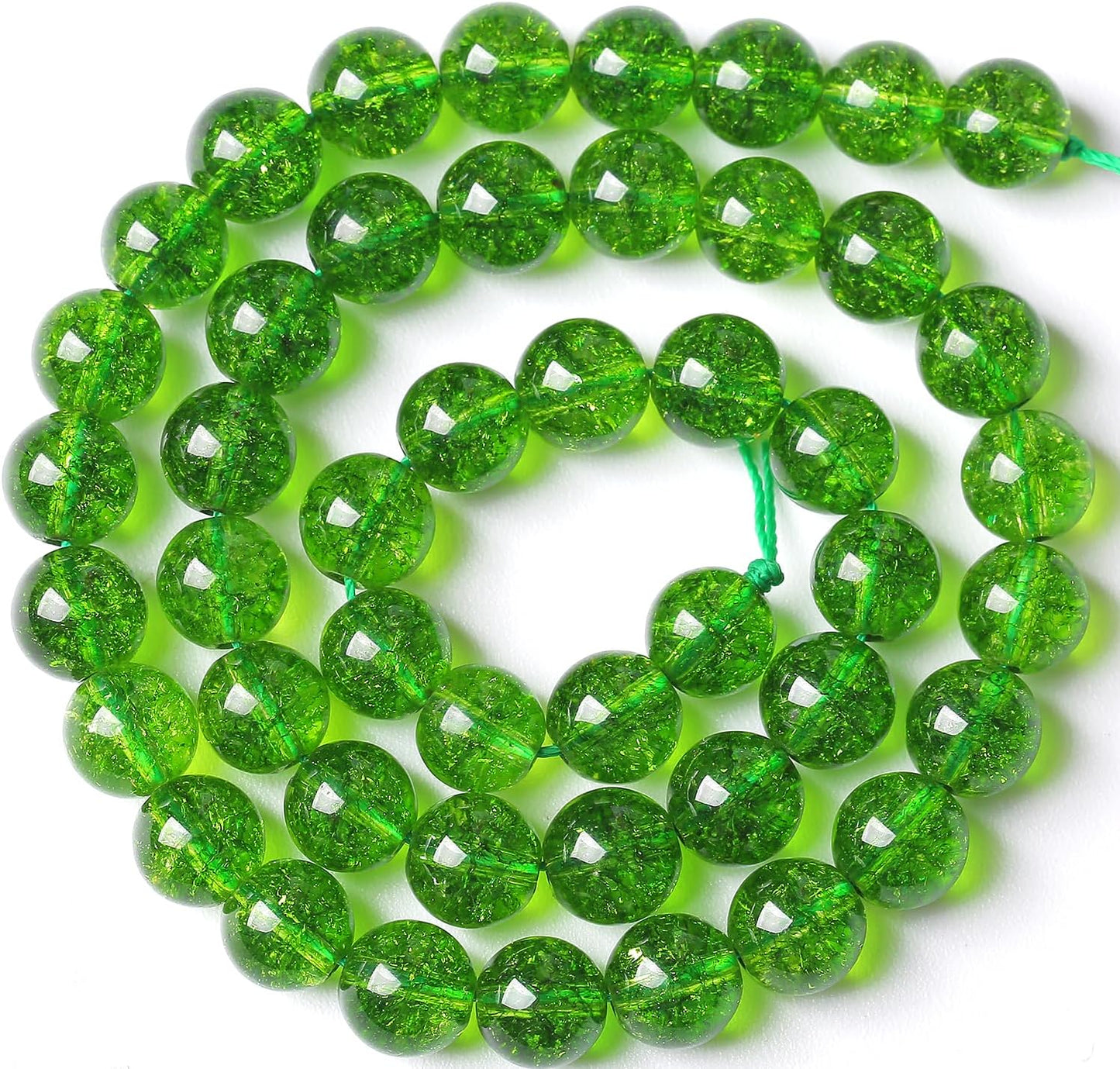 6MM Green Peridot Crystal Quartz Beads Natural Gemstone Beads Round Loose Beads for Jewelry and Bracelets Making 120pcs 2 Strands 32"