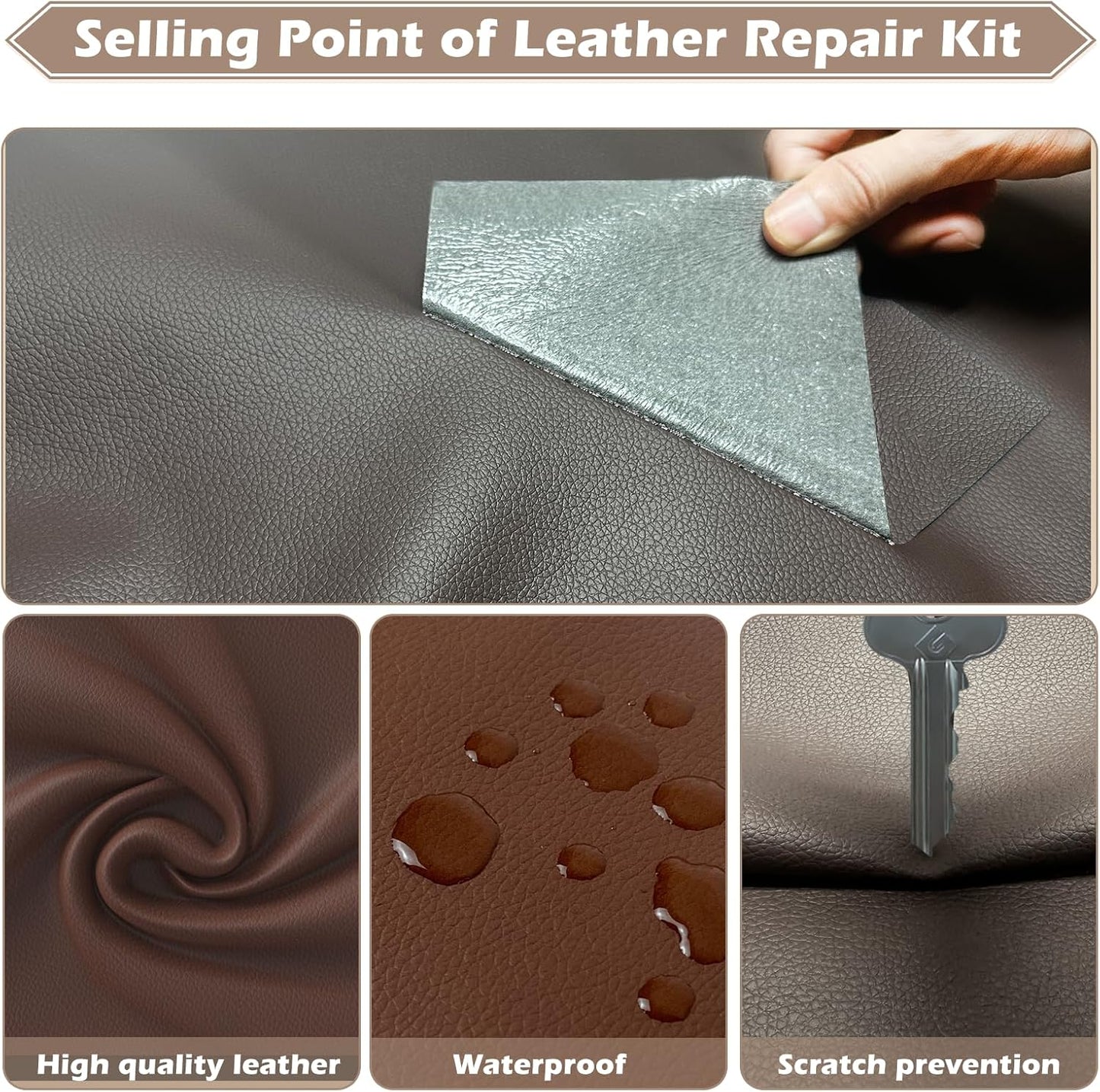 Leather Repair Tape, 16x79 inch Leather Patches for Furniture, Self Adhesive Leather Repair Patch for Sofas, Couches, Leather Covers, Seats, Chairs, Vinyl Repair Tape Dark Gray