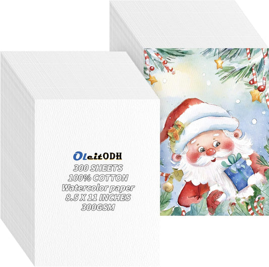 150 Sheets 100% Cotton Watercolor Paper Bulk -140LB/300GSM Art Paper-8.5 x 11 inch Painting & Craft Paper, Finger Paints, Watercolor, Tempera, Drawing, Art Room & Home School Crafts