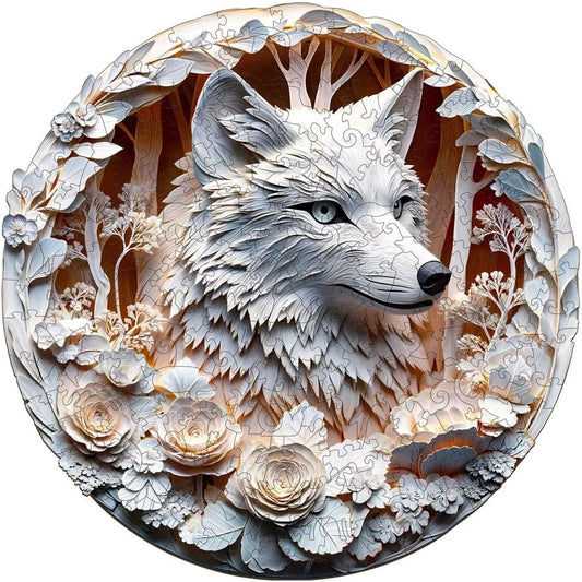Wooden Puzzles Adults, 3D Wolf Puzzles 300 Pieces, Unique Animal Shaped Wood Challenging Jigsaw Christmas Puzzles Gifts for Adults, 13.4x13.4in