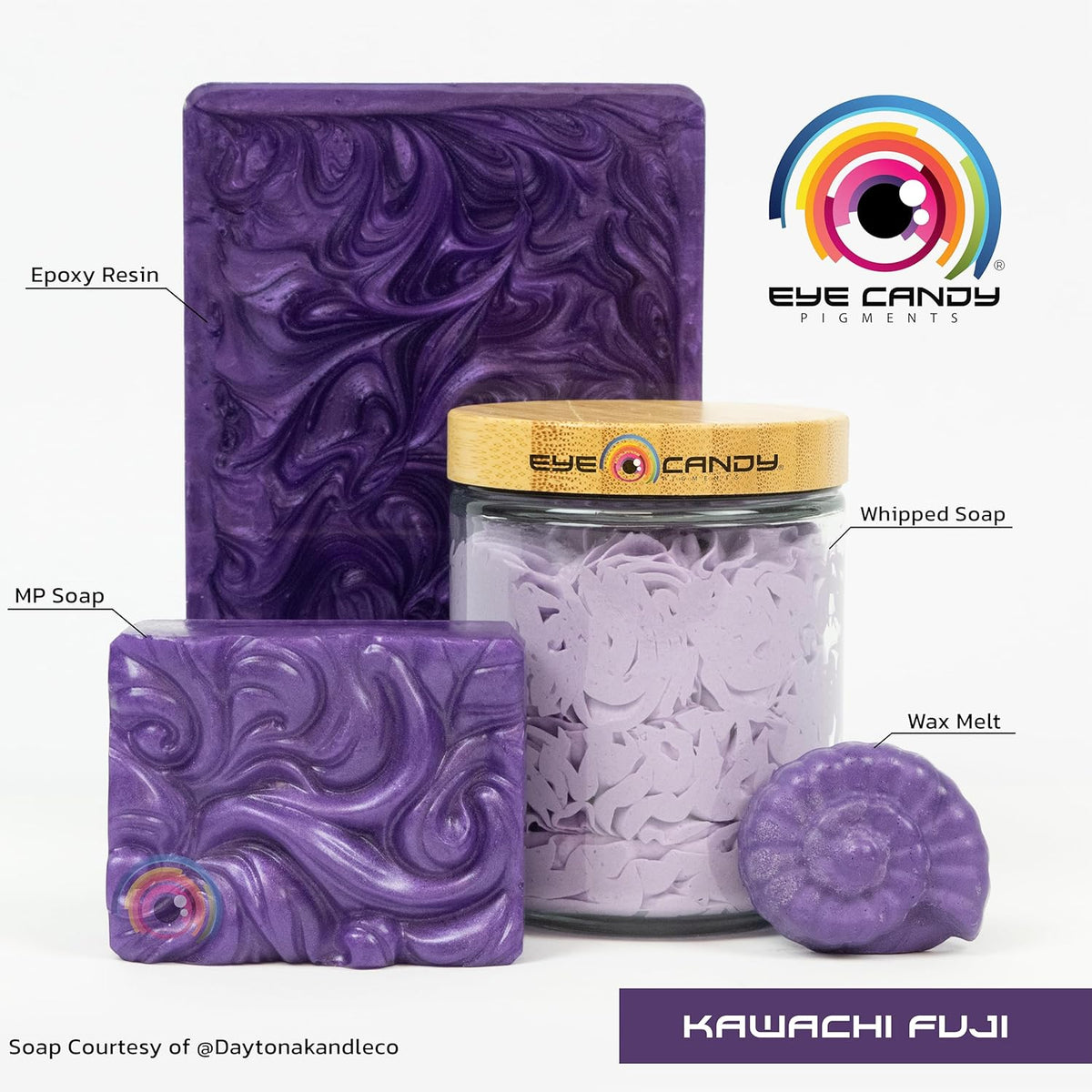 Eye Candy Pigments Premium Purple Mica Powder - Kawachi Fuji (50gr) - for Epoxy, Resin, Soap, Paint, Woodworking, Acrylic Pouring, Bath Bombs, Fishing Lures - DIY Arts and Crafts Additive