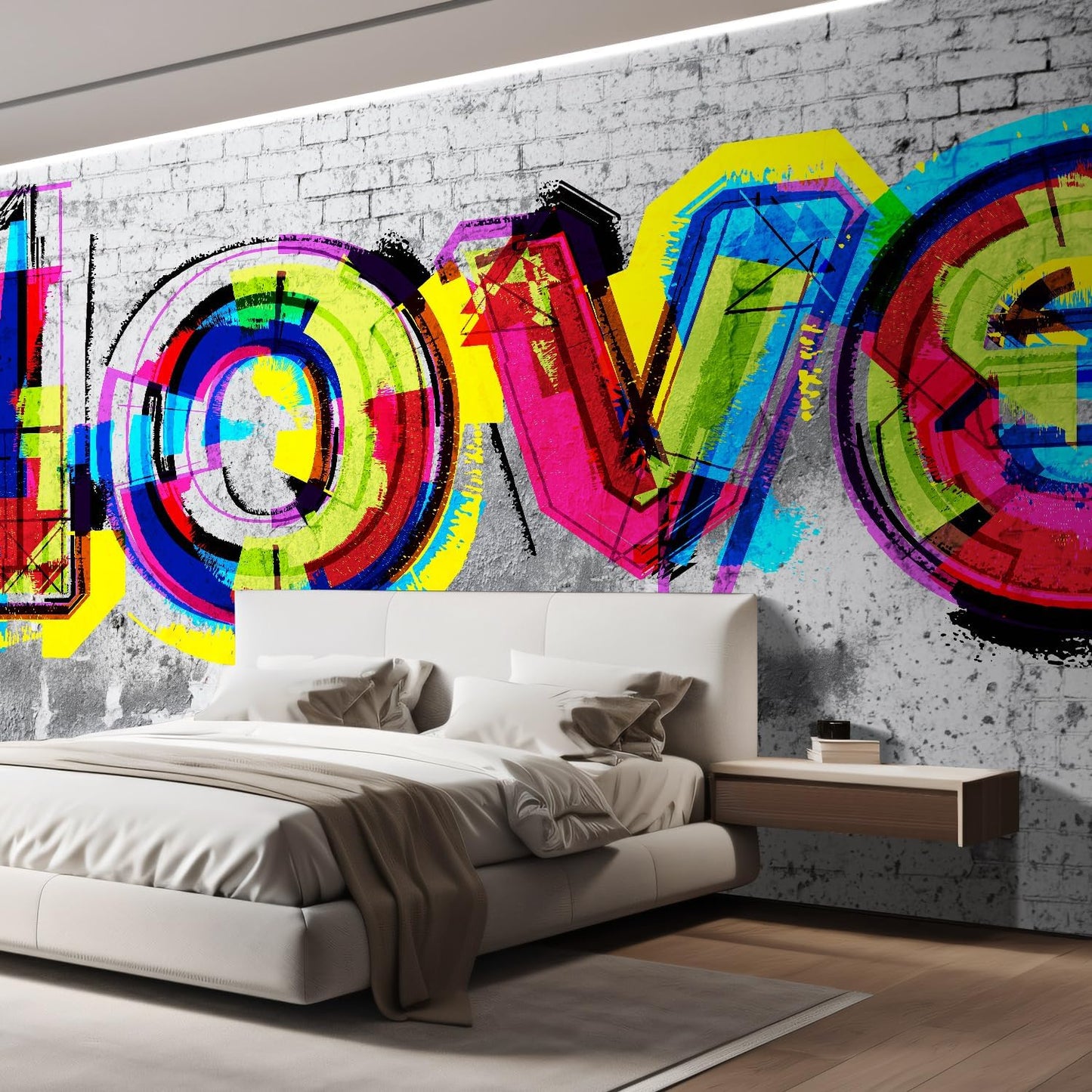 wall26 Wall Sticker/Wall Mural Colorful Graffiti, Not Peel and Stick, Non-Woven Wallpaper Decorative for Bedroom, Living Room, Office - 96x120 inches