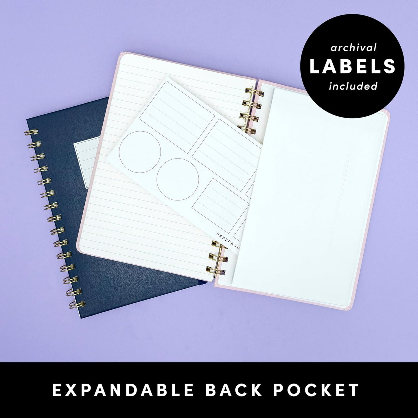 PAPERAGE Lined Spiral Journal Notebook, (Navy), 160 Pages, Hardcover Journal for Women & Men, Medium 5.5 in x 8 in - 100 GSM, Thick Paper, Spiral Notebook for Work, School & Journaling