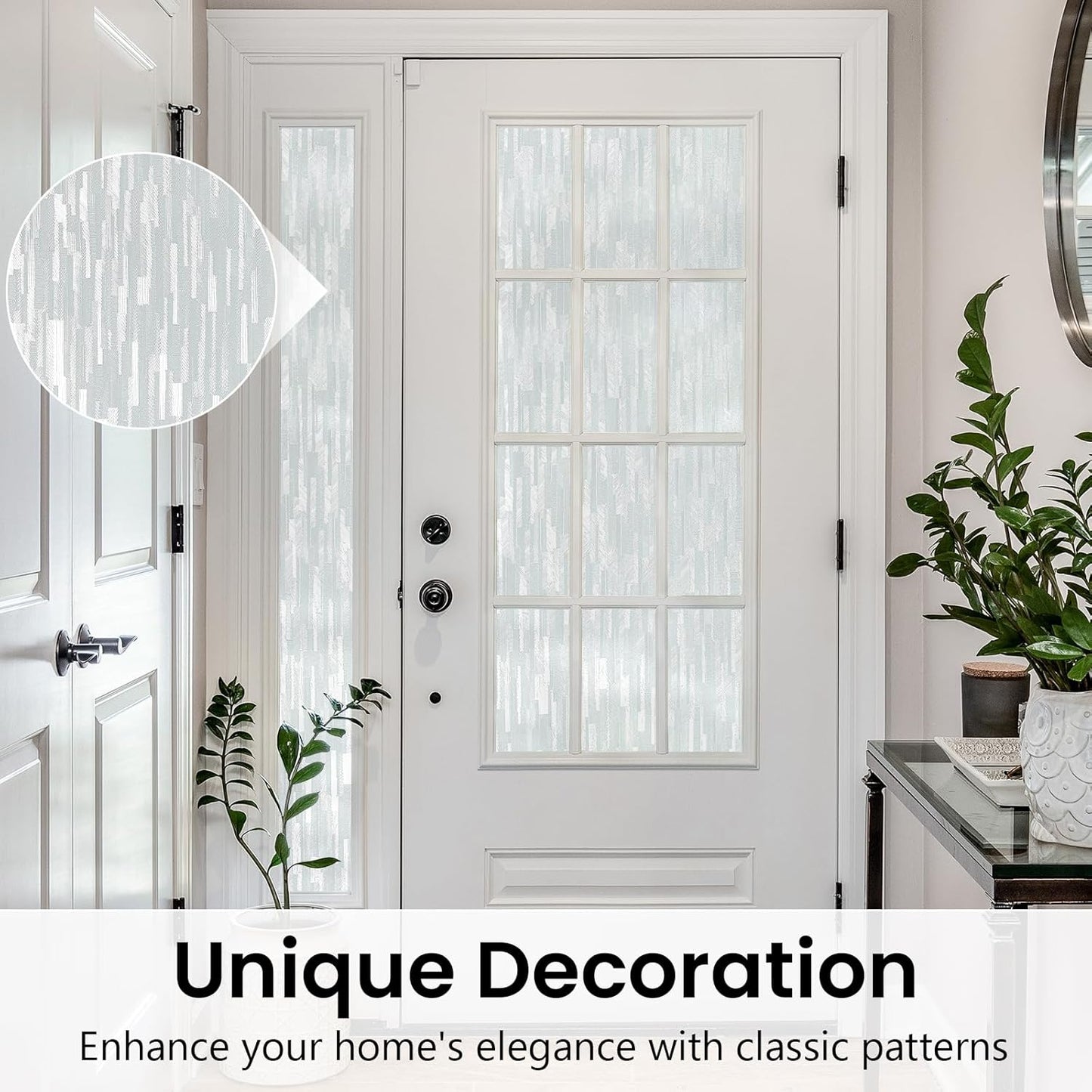 Haton Window Privacy Film, Frosted Glass Static Cling Sun Heat Blocking Window Clings, Frosting Opaque Coverings Stickers Tint for Home Office Door, Non Adhesive, White 23.6" x 157.4"