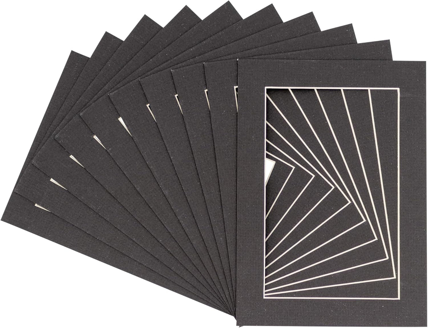 6x8 Mat for 8x10 Frame - Precut Mat Board Acid-Free Show Kit with Backing Board, and Clear Bags Textured Black 6x8 Photo Matte Made to Fit a 8x10 Picture Frame Matboard for Framing, Pack of 10 Mats
