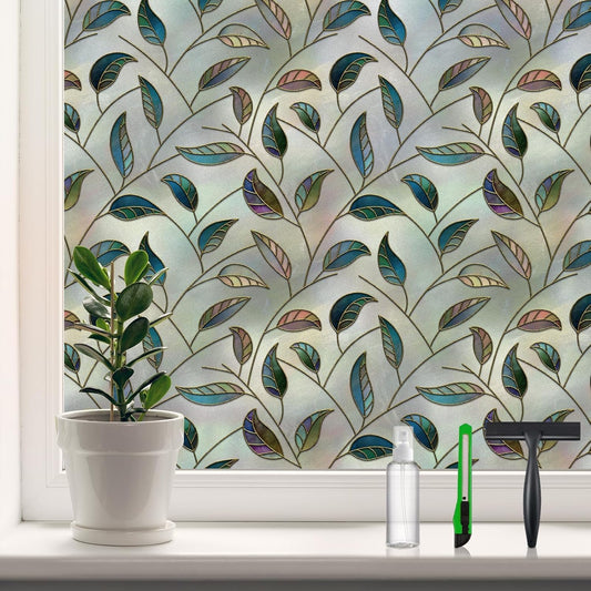 DKTIE Window Privacy Film Frosted Glass Static Cling UV Sun Blocking Heat Control Window Tint Day and Night Insulation Home Bathroom Door Decorative (S166, 23.6'' x 78.7'')