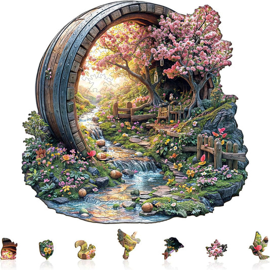 Wooden Puzzles for Adults, Spring Flower Wooden Jigsaw Puzzle for Adults, 465 PCS Unique Shape Wood Puzzles Adult, Birthday Party Gifts for Friends & Family Leisure Time Game Home Decor (XL-17.3*17in)