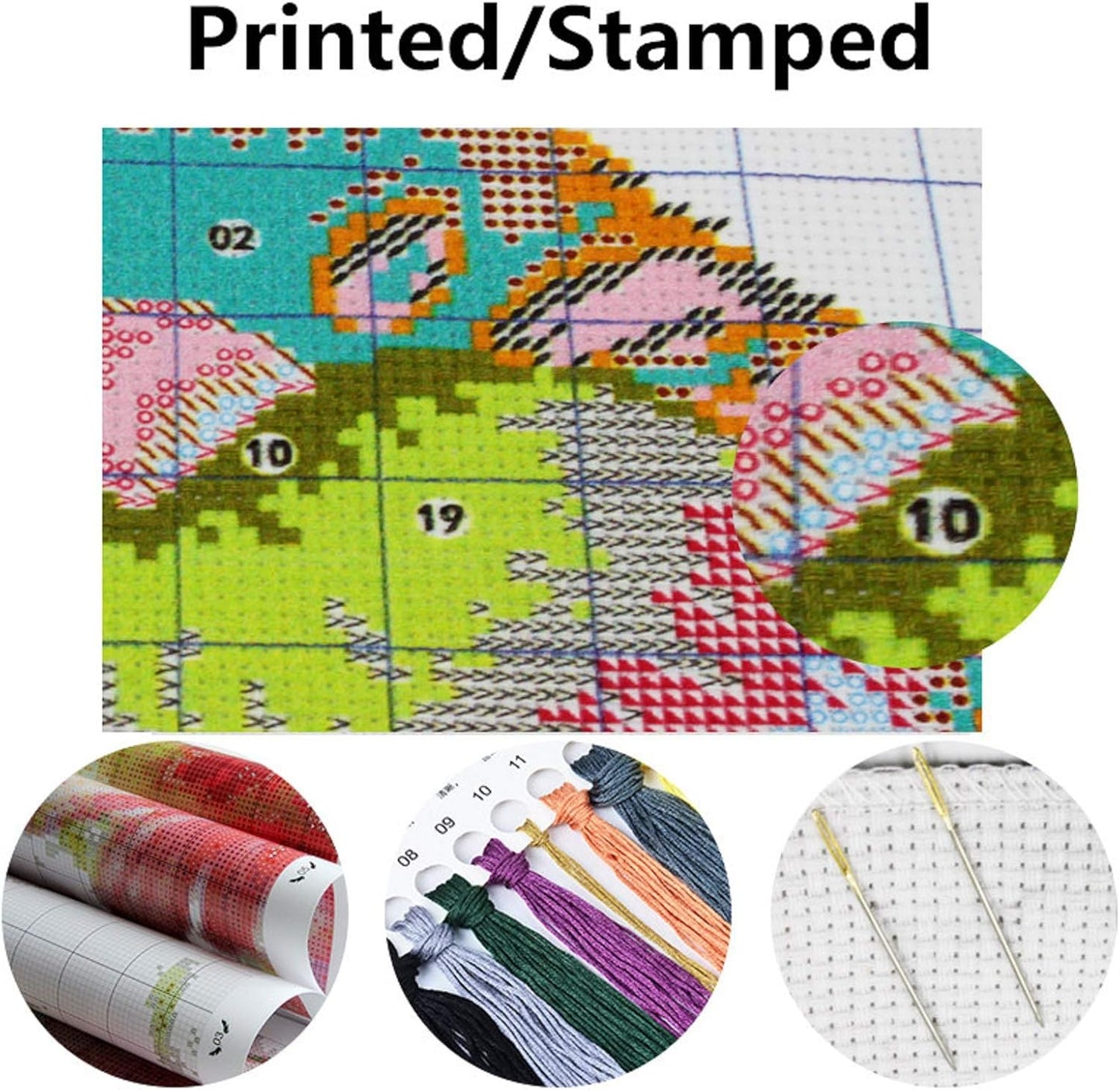 Dimensean Stamped Cross Stitch Kits Full Range of Embroidery Patterns Starter Kits for Beginners Adult or Kids DIY Cross Stitches Needlepoint Kits 11CT- Golden Autumn Strolling 16x20 inch