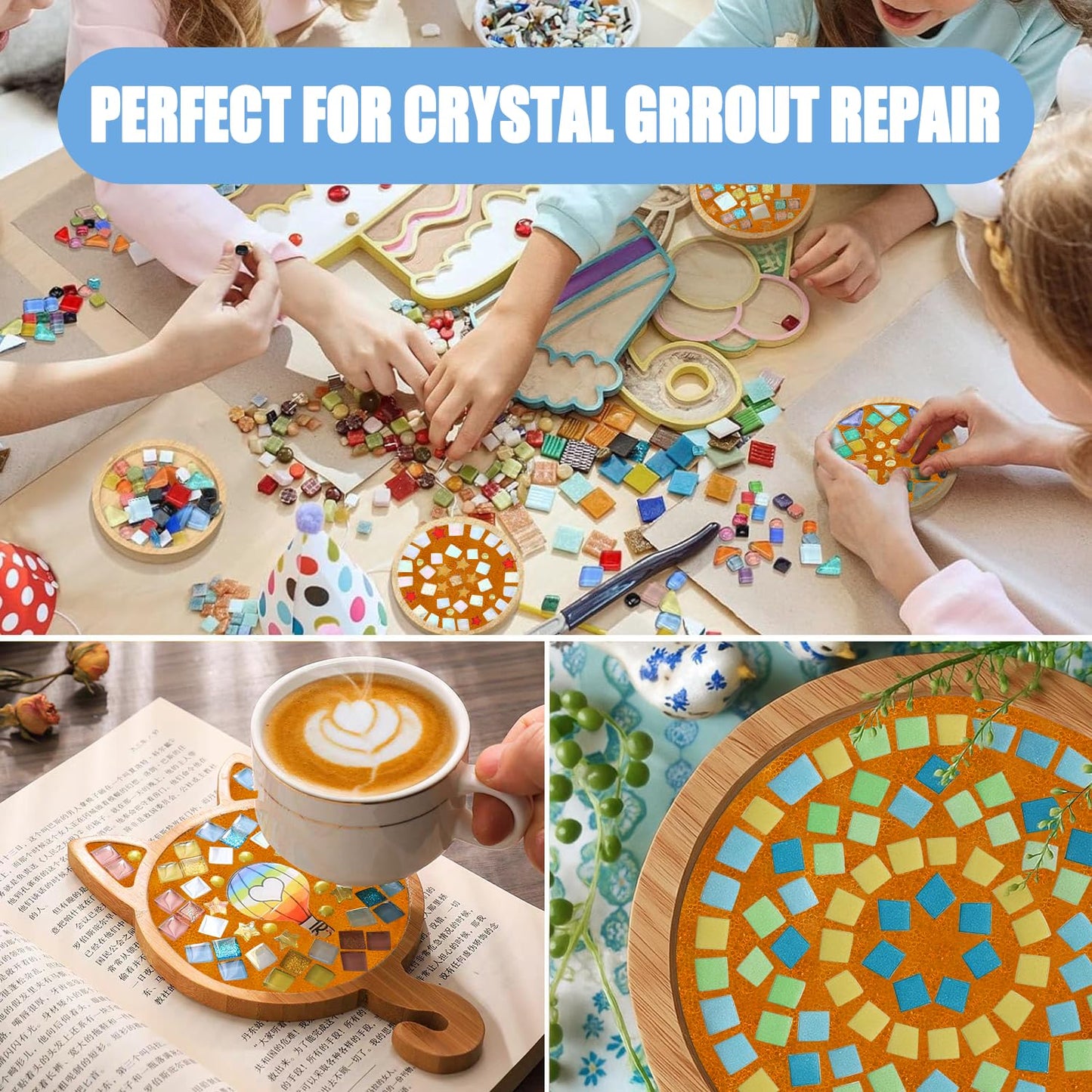Mosaic Crystal Grout, Mosaics Tile Tools, Mosaic Tile Accessories – Essential for Handmade Grouting and Perfect for DIY Craft Projects (Orange, 8.8oz)