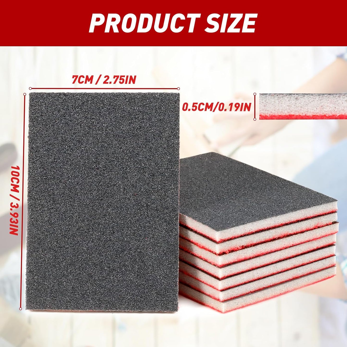 24 Pcs Sanding Sponge 240 Grit, Washable & Reusable Sanding Blocks for Wood, Metal, Drywall, Glazing, Wet Dry Sandpaper for Smooth Finishing