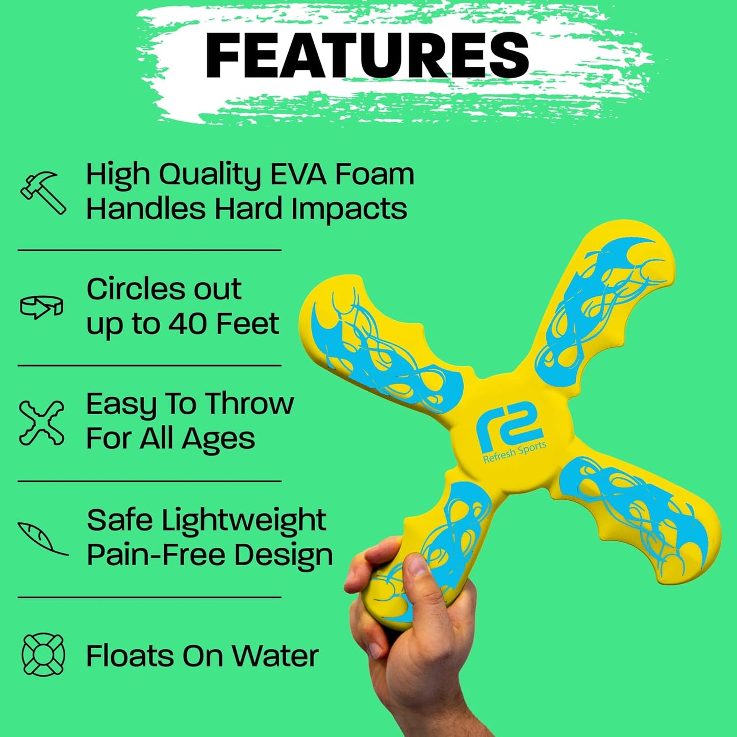 Kids Beach Toys Boomerang - Ultimate Beach Boomerangs for Beaches - Fun Easter Basket Stuffers for Boys & Girls - Playdates Sand Toys Soft Colorful Designs & Tons Of Fun Toy Easter Gifts For Kids