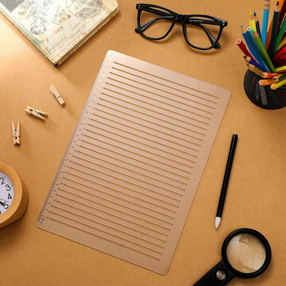 5 Pack Straight Line Stencil for Journaling and Envelope Addressing Guide Stencil Templates Set 11 Inch Scale Spacing Line Ruler Guide for Card Paper Journal Lettering Writing