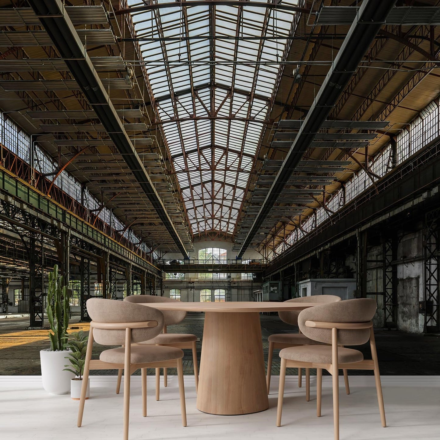 wall26 Industrial Interior of an Old Factory Building Removable Wall Mural | Self-Adhesive Large Wallpaper - 120x120 inches