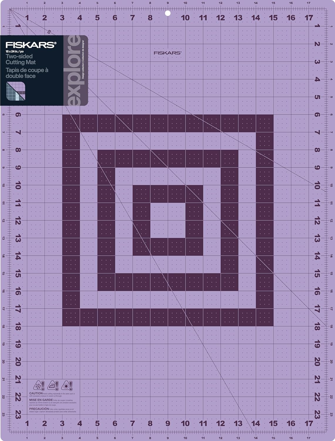 Fiskars Self Healing Cutting Mat with Grid for Sewing, Quilting, and Crafts - 18" x 24 Grid Lilac/Mountain Haze
