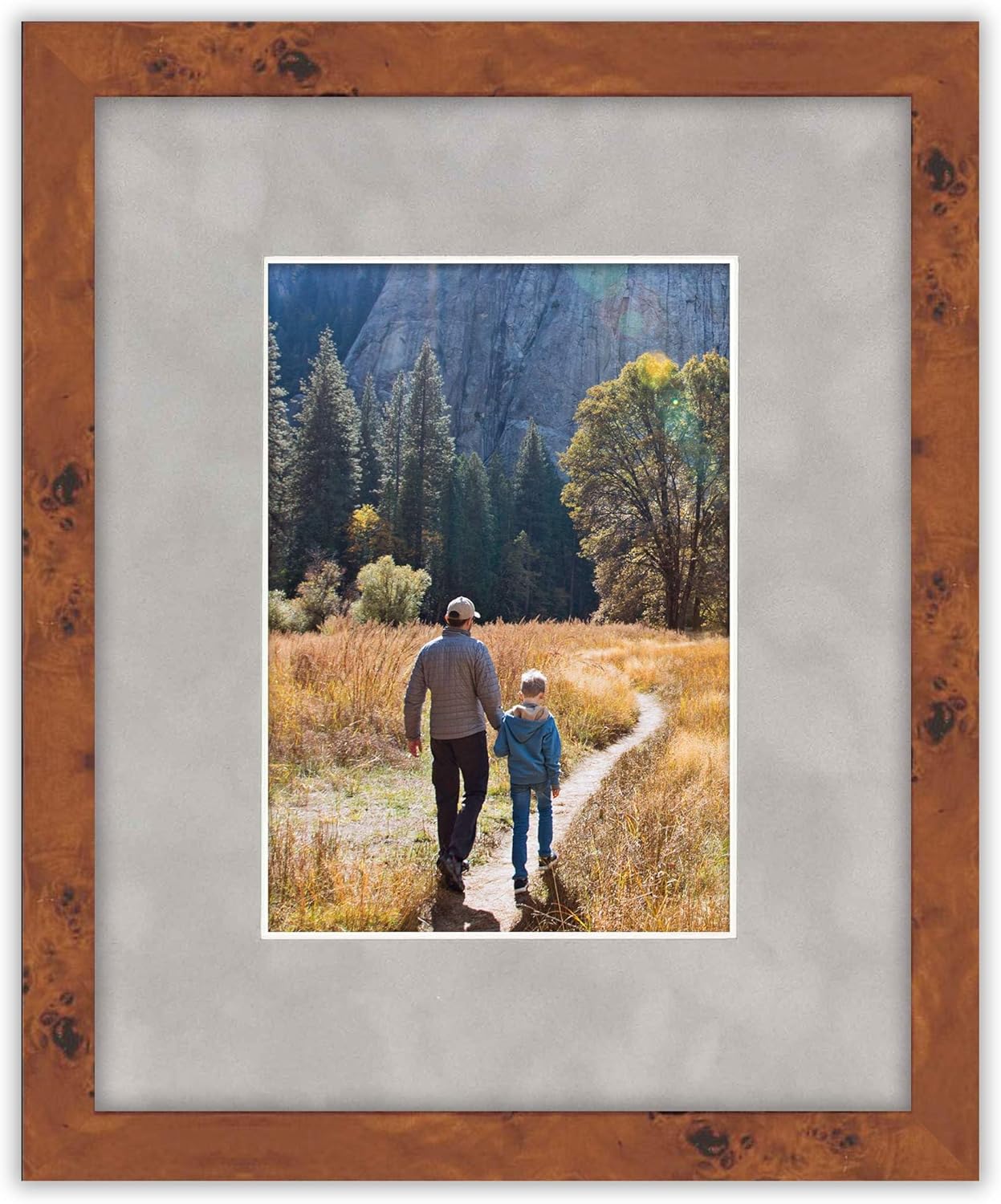 Pack of Ten Acid Free 8x10 Mats Bevel Cut for 5.5x8.5 Photos - Light Grey Suede Precut Matboards With Backing Boards and Self Seal Photo Mat Bags For Pictures, Photos, Framing - 4-ply Thickness