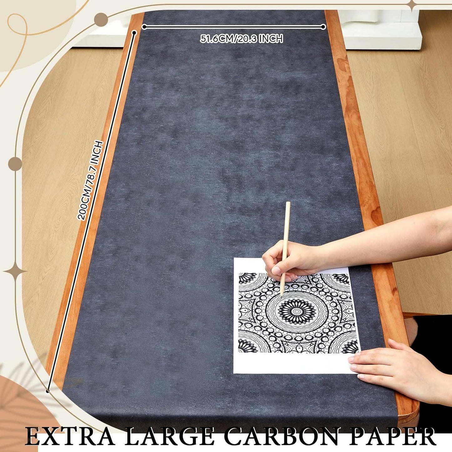 Dinifee 5 Sheets Large Carbon Paper for Tracing 20.3 x 78.7 Inch Graphite Transfer Paper Waxed Carbon Transfer Paper for Wood, Paper, Canvas, Woodworking Patterns, Fabric, Sketch Drawing, Black