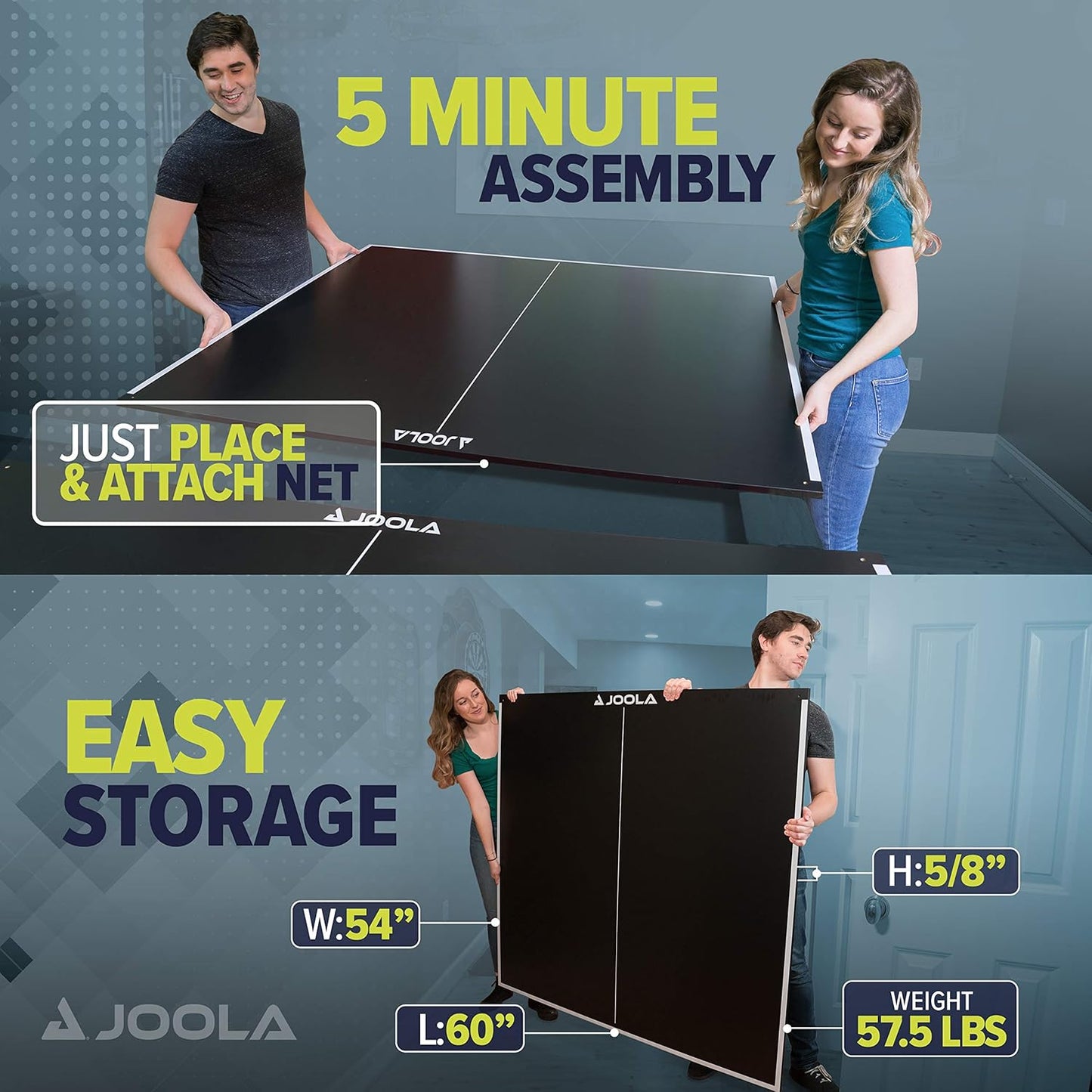JOOLA Ping Pong Conversion Top with Net Set for Billiard and Pool Tables - Regulation Top Converts Billiards into Ping Pong Table - Includes Foam Padding for Protection - Steel Frame Option