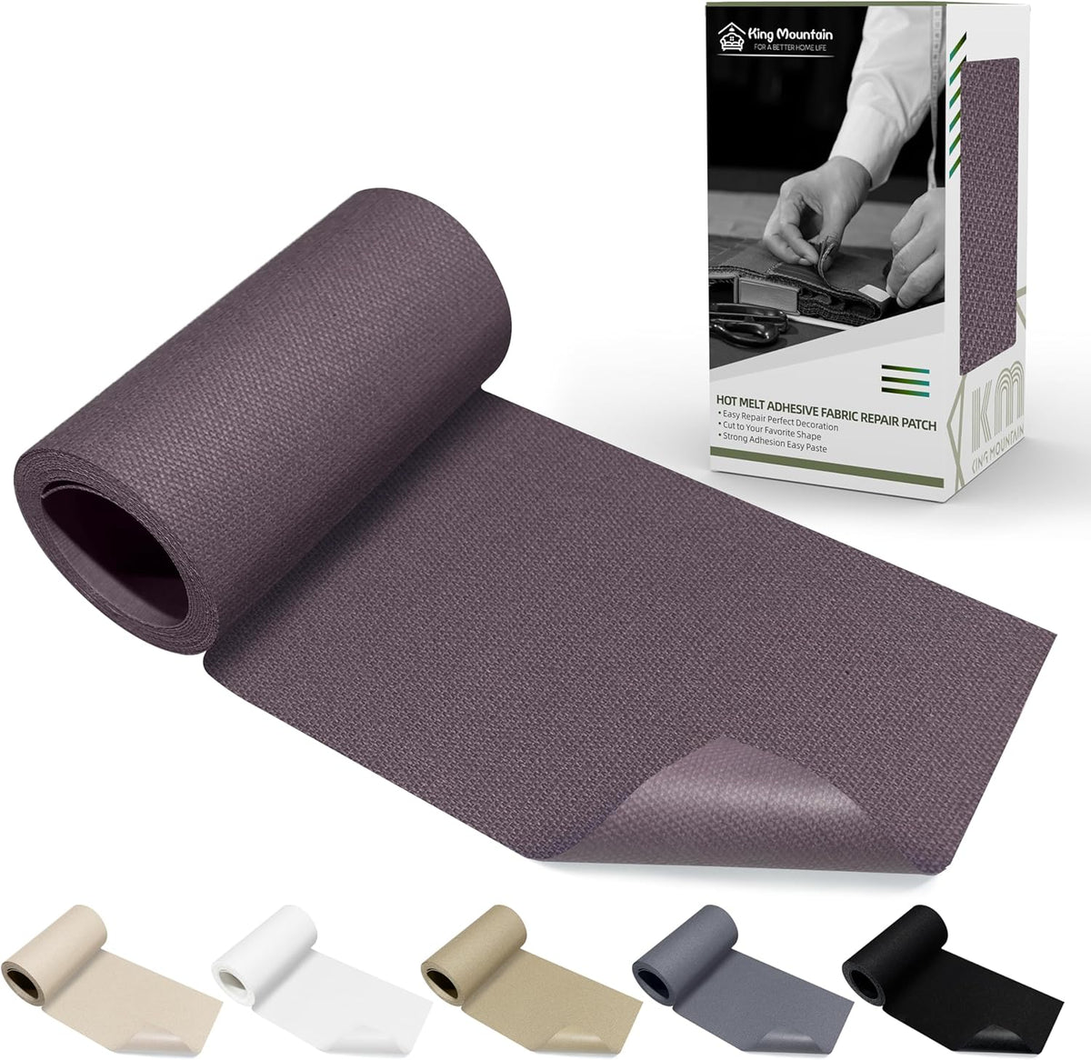 KING MOUNTAIN Canvas Iron on Patch,3"×60",Waterproof 100% Cotton Fabric Repair Patch,Used for Various Sofa,Tent,Clothes,Seats,Suitcases (Dark Grey)
