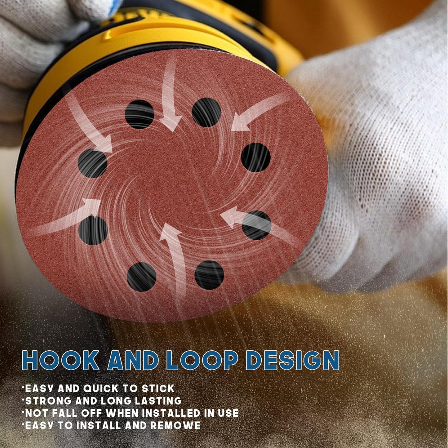 5 Inch 8 Hole Sanding Discs, 150 PCS 150 Grit Hook and Loop Sandpaper, Round Aluminum Oxide Sand Paper Discs for Random Orbital Sander