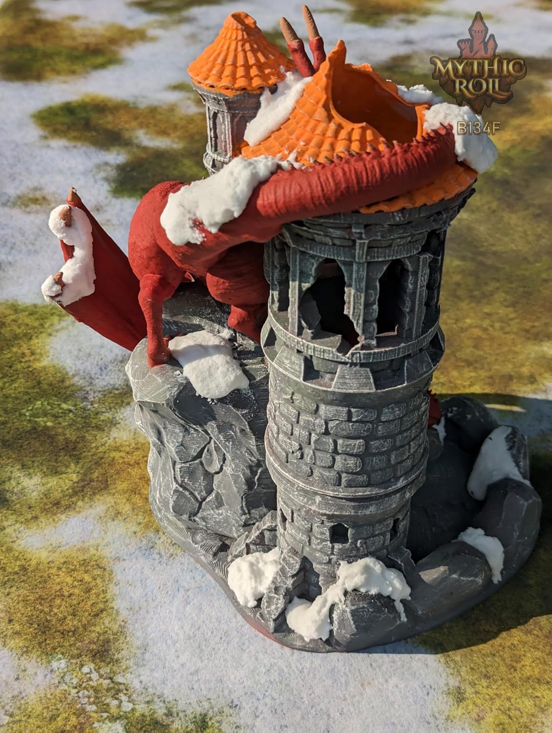 Dragon 3D Printed Dice Tower - Mythic Roll Collection - Unchained Games - Ascend to New Heights with your Rolls! (08.) Orange)