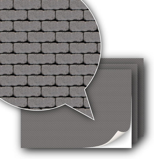 3 Sheets Self-Adhesive Decorative Film Paving Stones and Surfaces for Model Making in Scale 1:87 Scale H0 (UK: 3.5 mm Scale) (Wall Bricks)