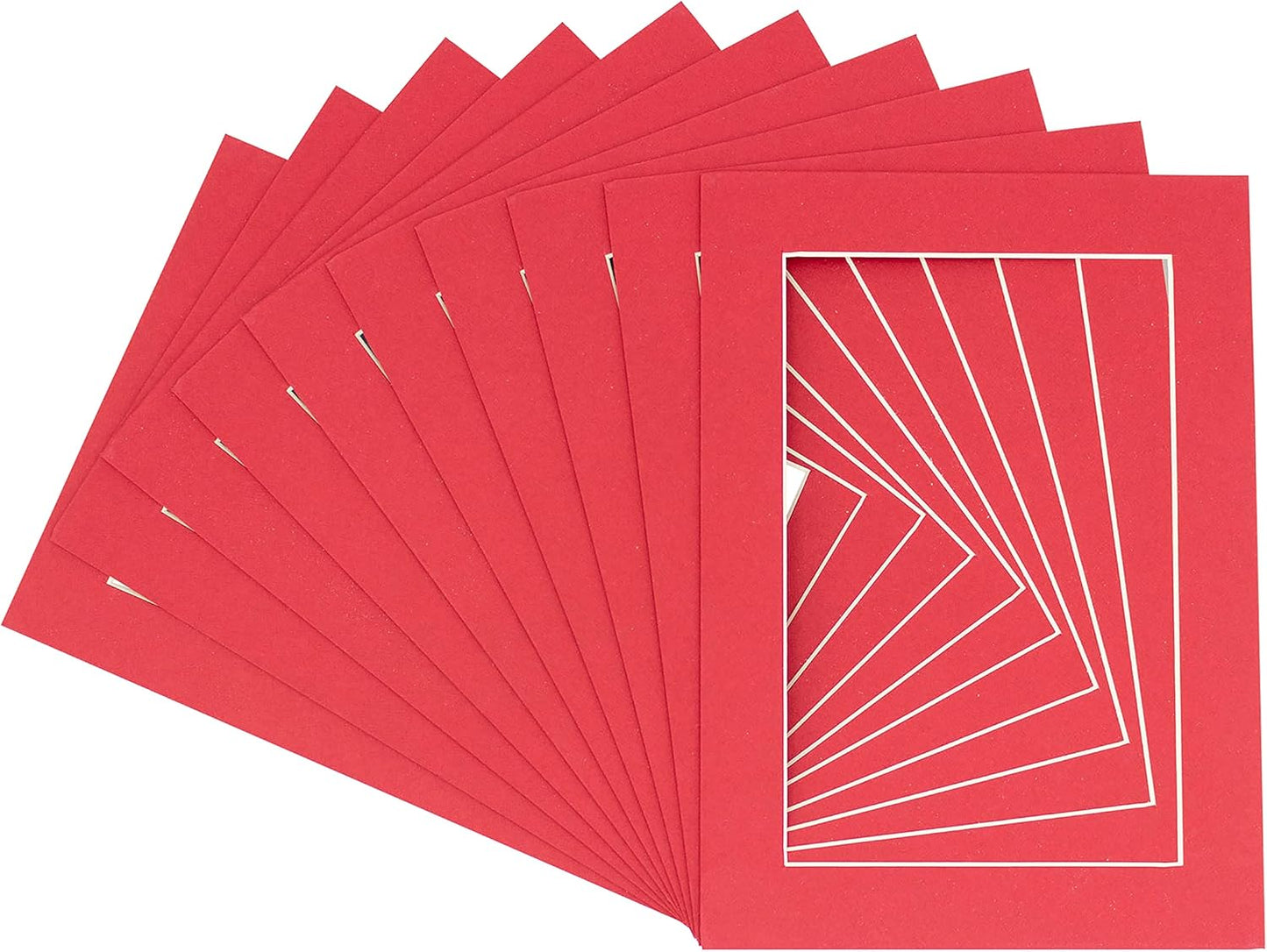 5x7 Mat for 8.5x11 Frame - Precut Mat Board Acid-Free Show Kit with Backing Board, and Clear Bags Deep Red 5x7 Photo Matte Made to Fit a 8.5x11 Picture Frame Matboard for Framing, Pack of 10 Mats