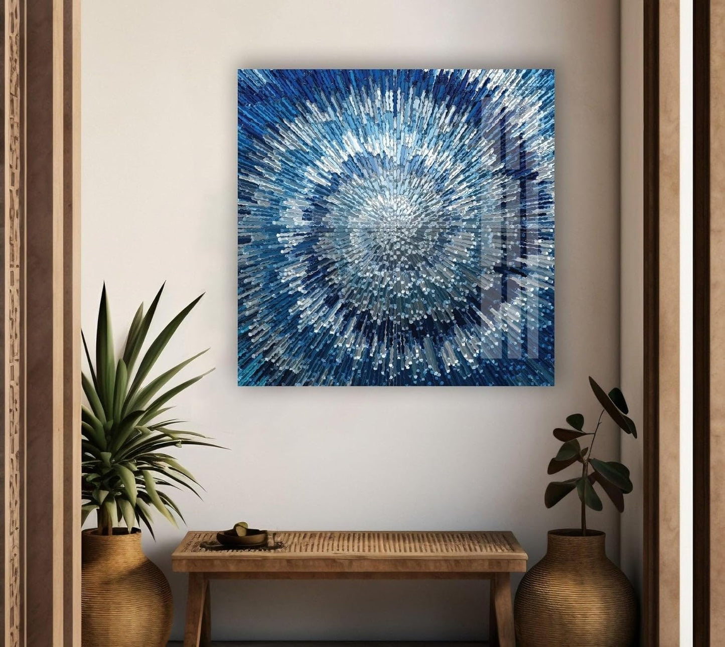 My Photostation.com 28Wx18H'' Abstract Blue Textured Glass Wall ArtTempered Glass Printing Wall Decor Large Wall Art Wall Hangings