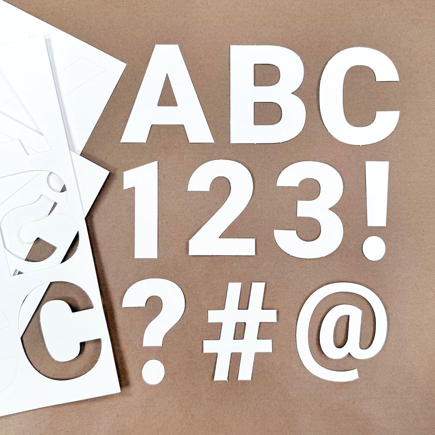 209 Pcs 3 in. White Bulletin Board Letters & Numbers, Capital Letters, Numbers, Punctuation, US Made Card Stock Punch Out Letters for Poster, Bulletin Board, Classroom