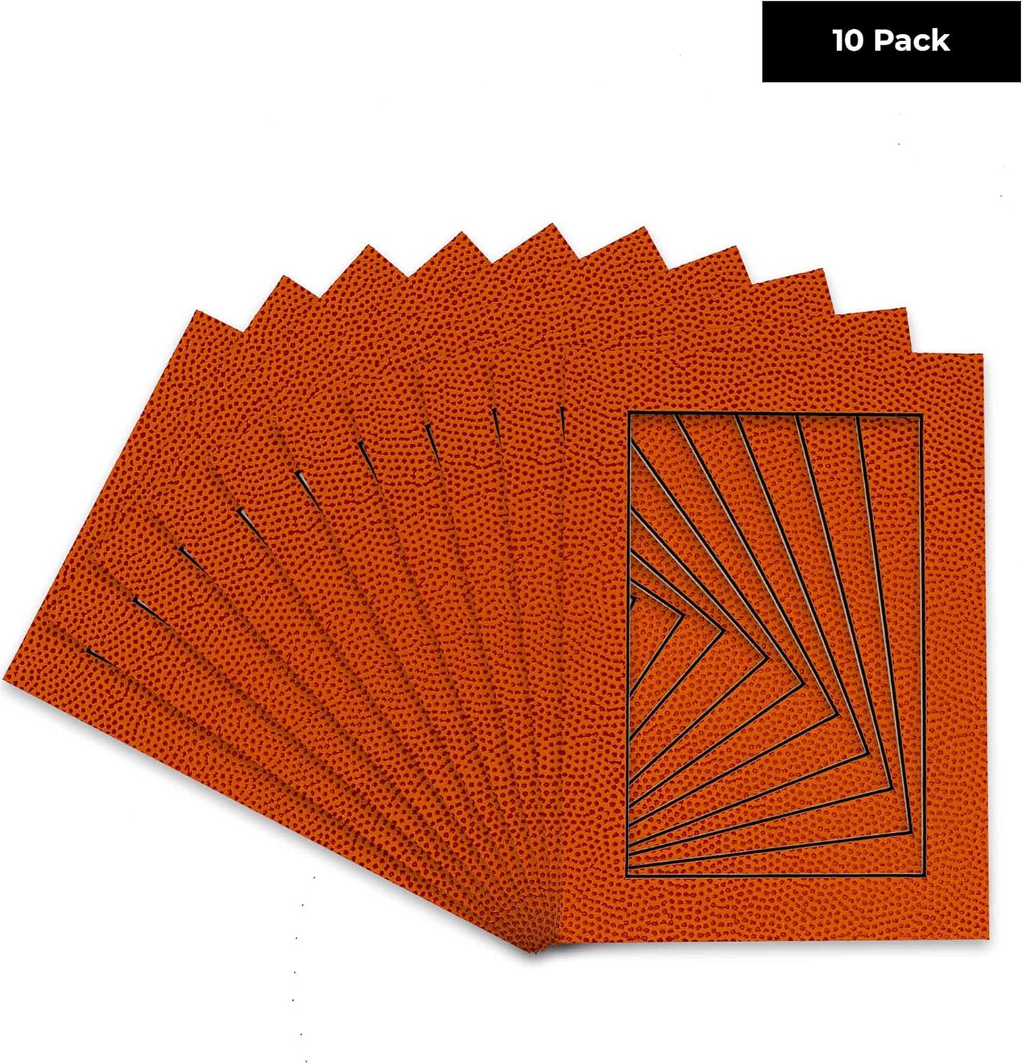 Pack of TEN 8x10 Mats Bevel Cut for 6x8 Photos - Acid Free Basketball Texture Precut Matboards For Pictures, Photos, Framing - 4-ply Thickness
