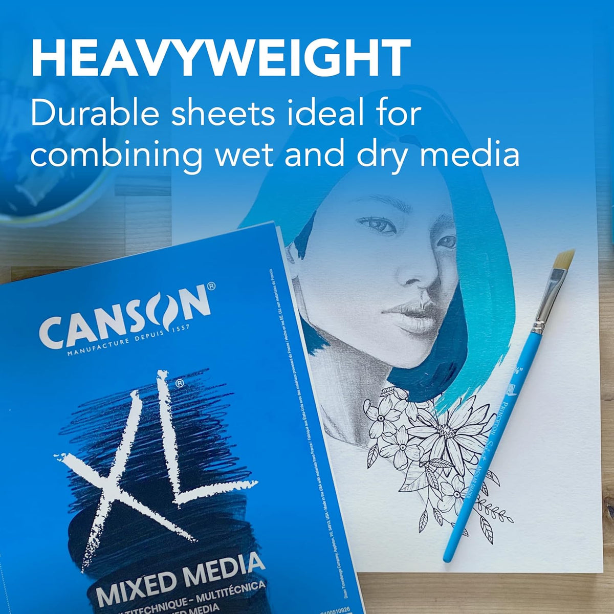 Canson XL Series Mixed Media and Watercolor Paper Pads, 9x12 in 60 Sheets and 7x10 in 30 Sheets