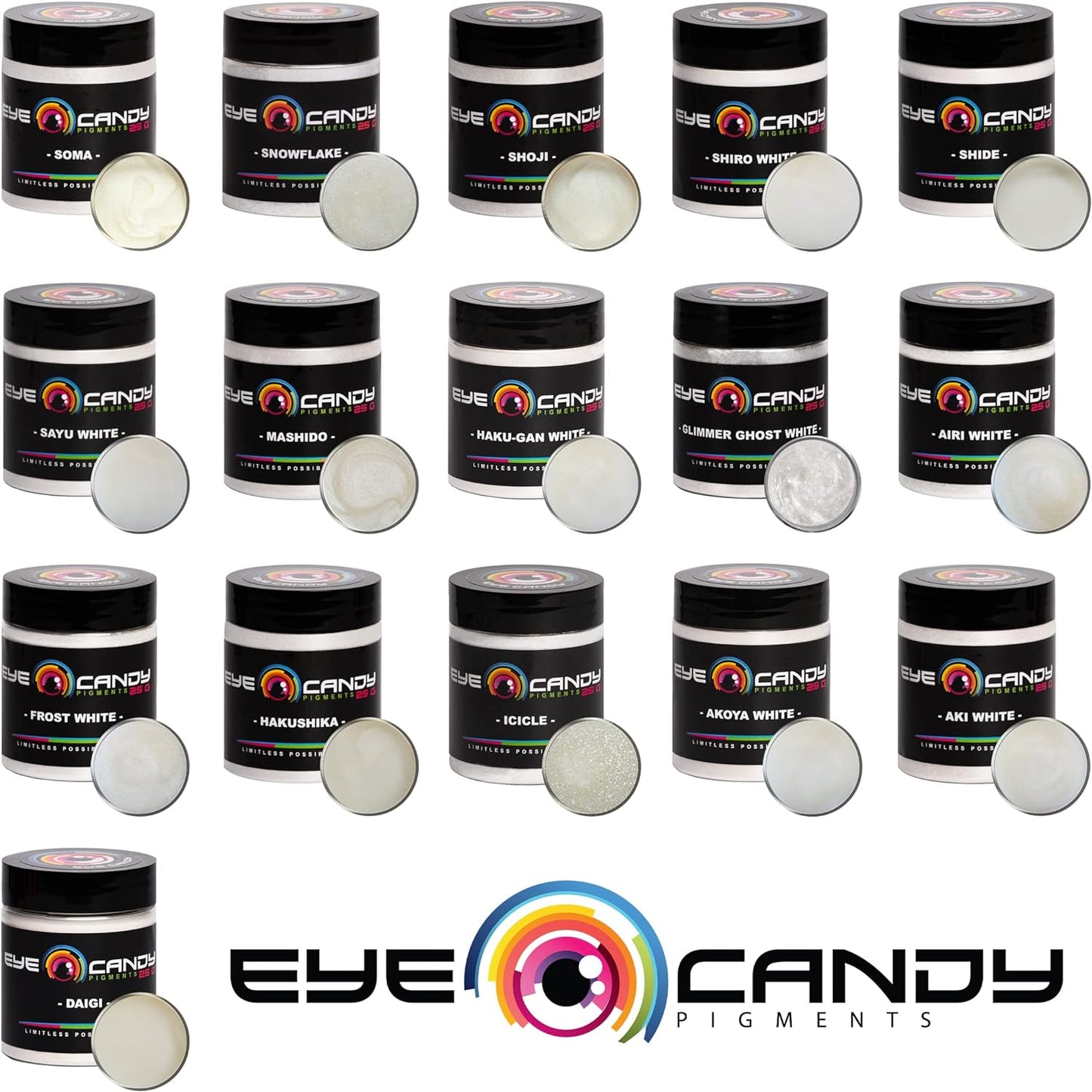 Eye Candy Pigments Premium White Mica Powder - Shoji (25gr) - for Epoxy, Resin, Soap, Paint, Woodworking, Acrylic Pouring, Bath Bombs, Fishing Lures - DIY Arts and Crafts Additive