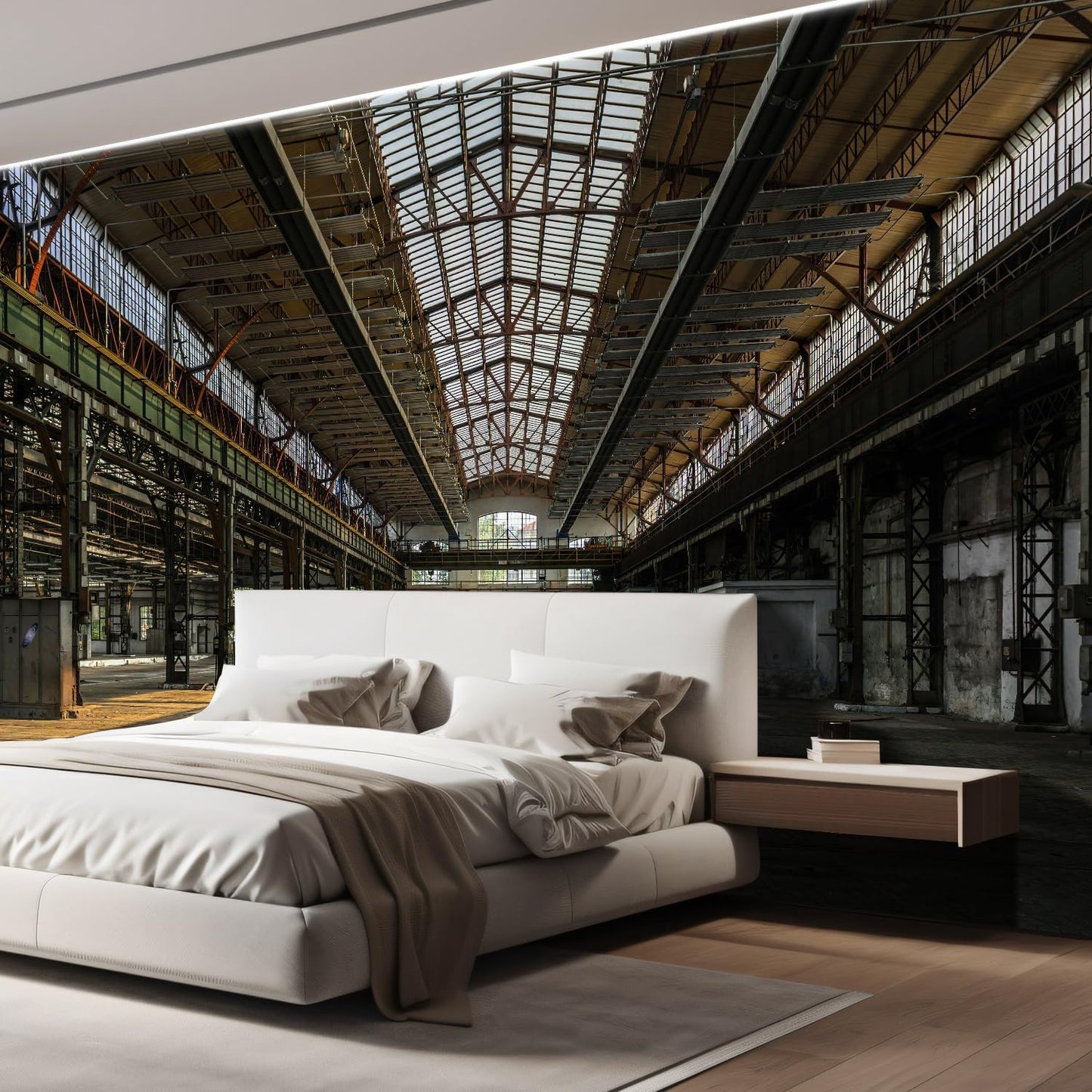 wall26 Wall Sticker/Wall Mural Industrial Interior of an Old Factory Building, Not Peel and Stick, Non-Woven Wallpaper Decorative for Bedroom, Living Room, Office - 120x144 inches