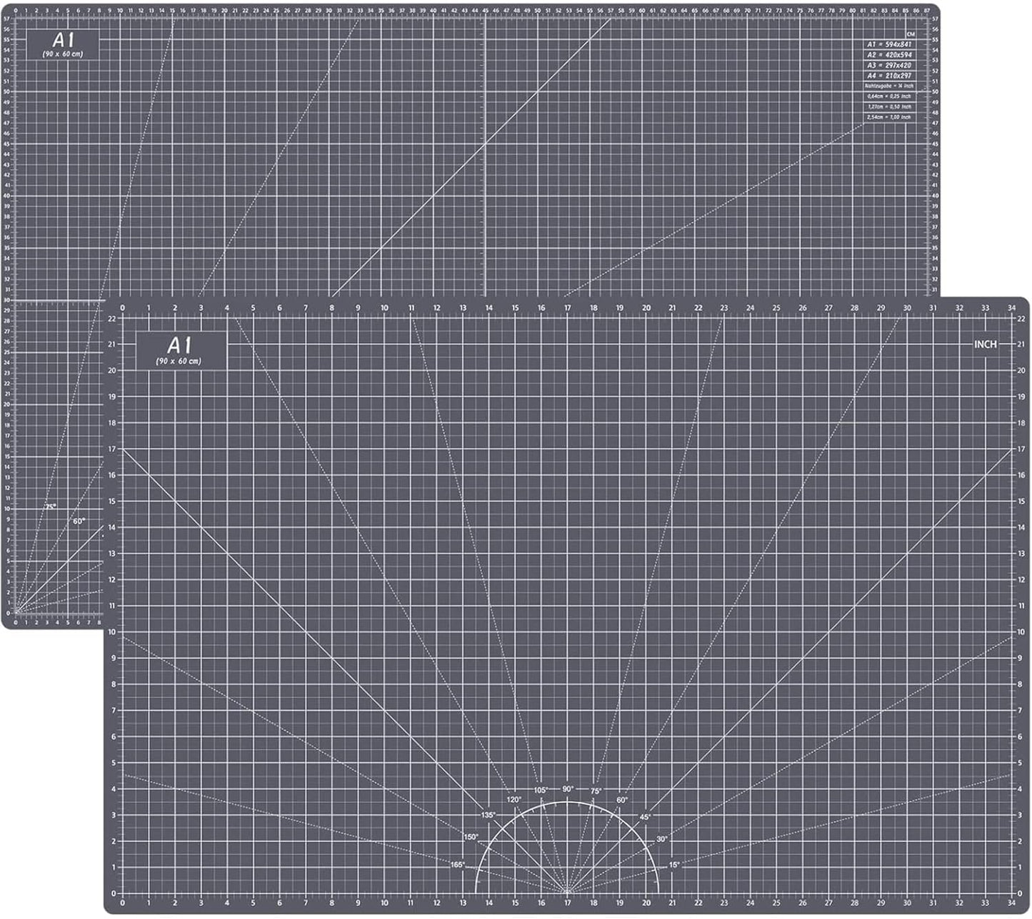 Headley Tools Thickened 24 x 36 Inch Self Healing Cutting Mat, Durable A1 Double Sided 5-Layer Craft Cutting Board for Fabric, Quilting, Sewing, Hobby, Scrapbooking, Arts and Crafts Project, Dark Gray